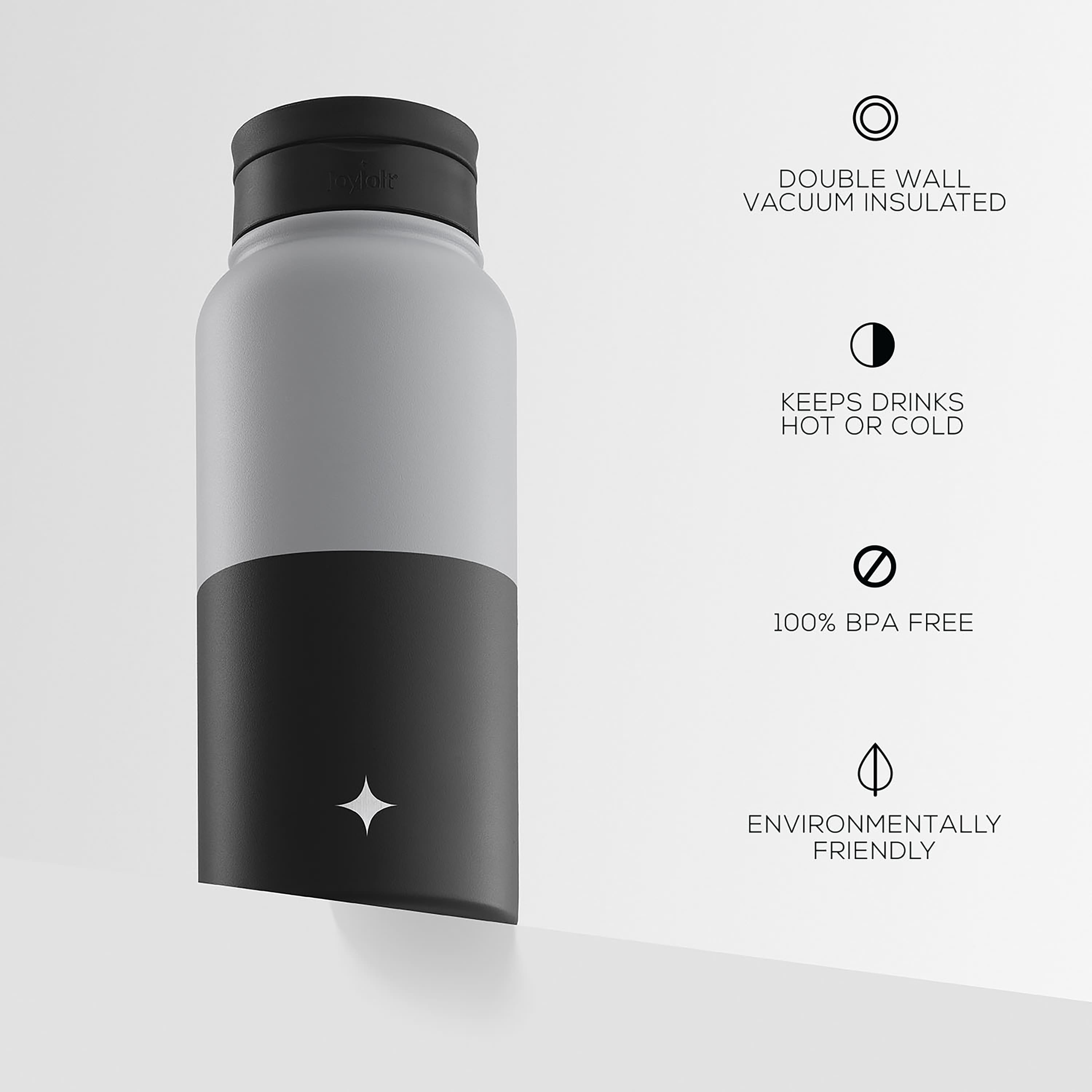 JoyJolt&#xAE; 32oz. Vacuum Insulated Water Bottle With Flip Lid &#x26; Sport Straw Lid