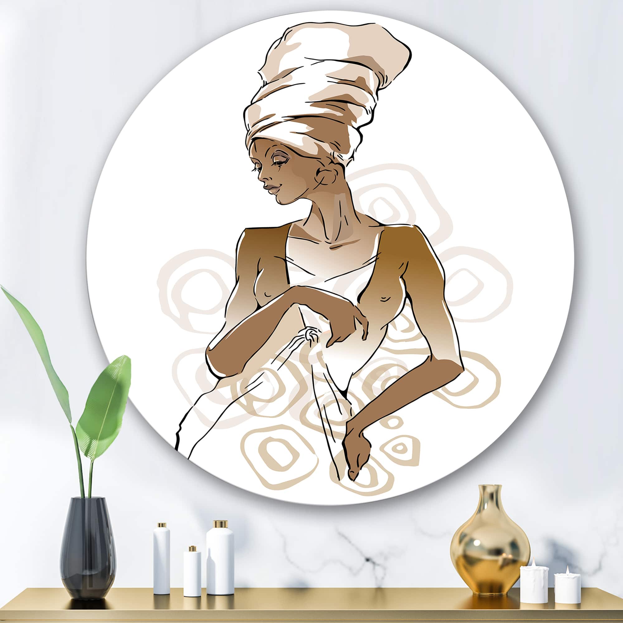 Designart - African American Woman Portraits - Modern Metal Circle Wall Art