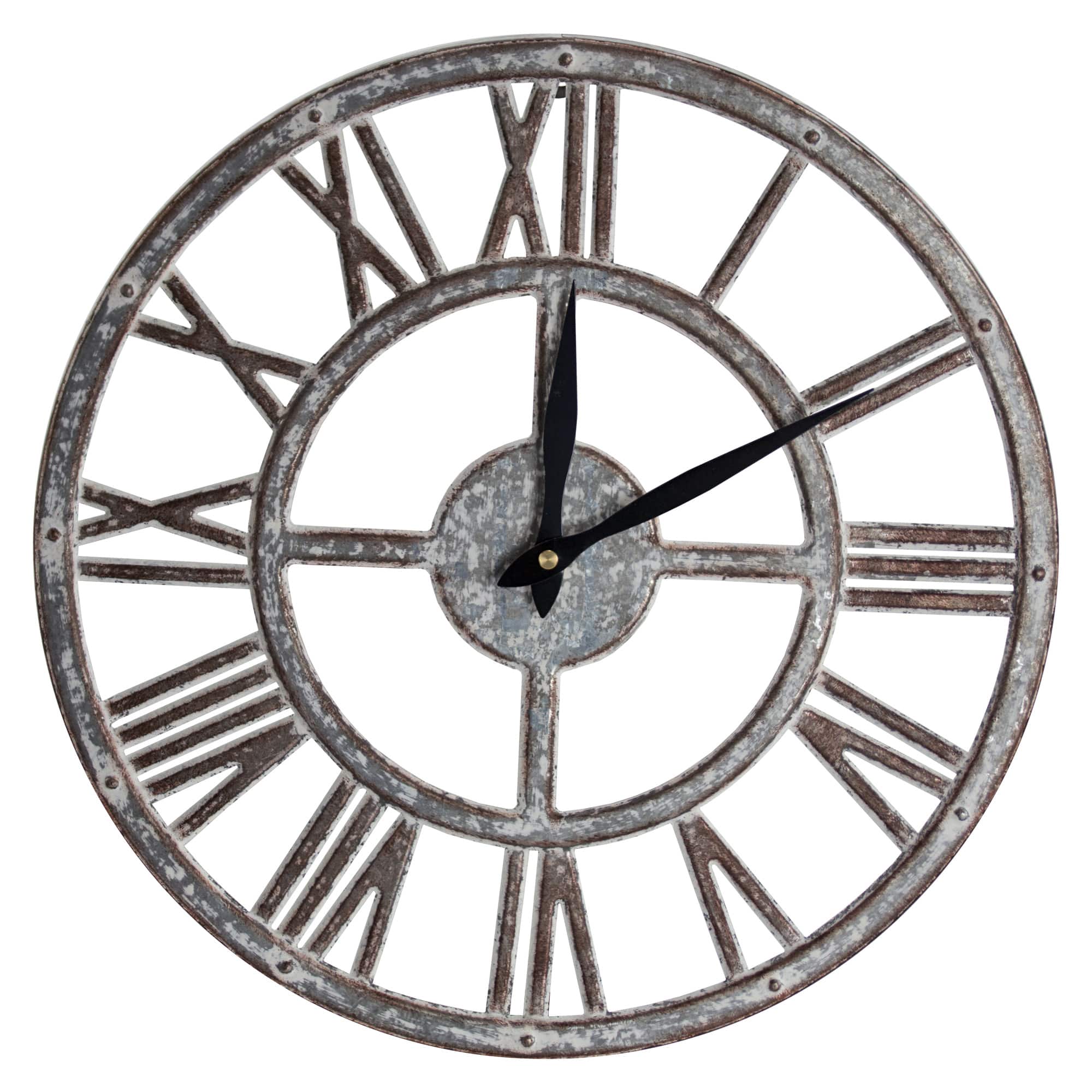 Whitewashed Metal 15" Wall Clock