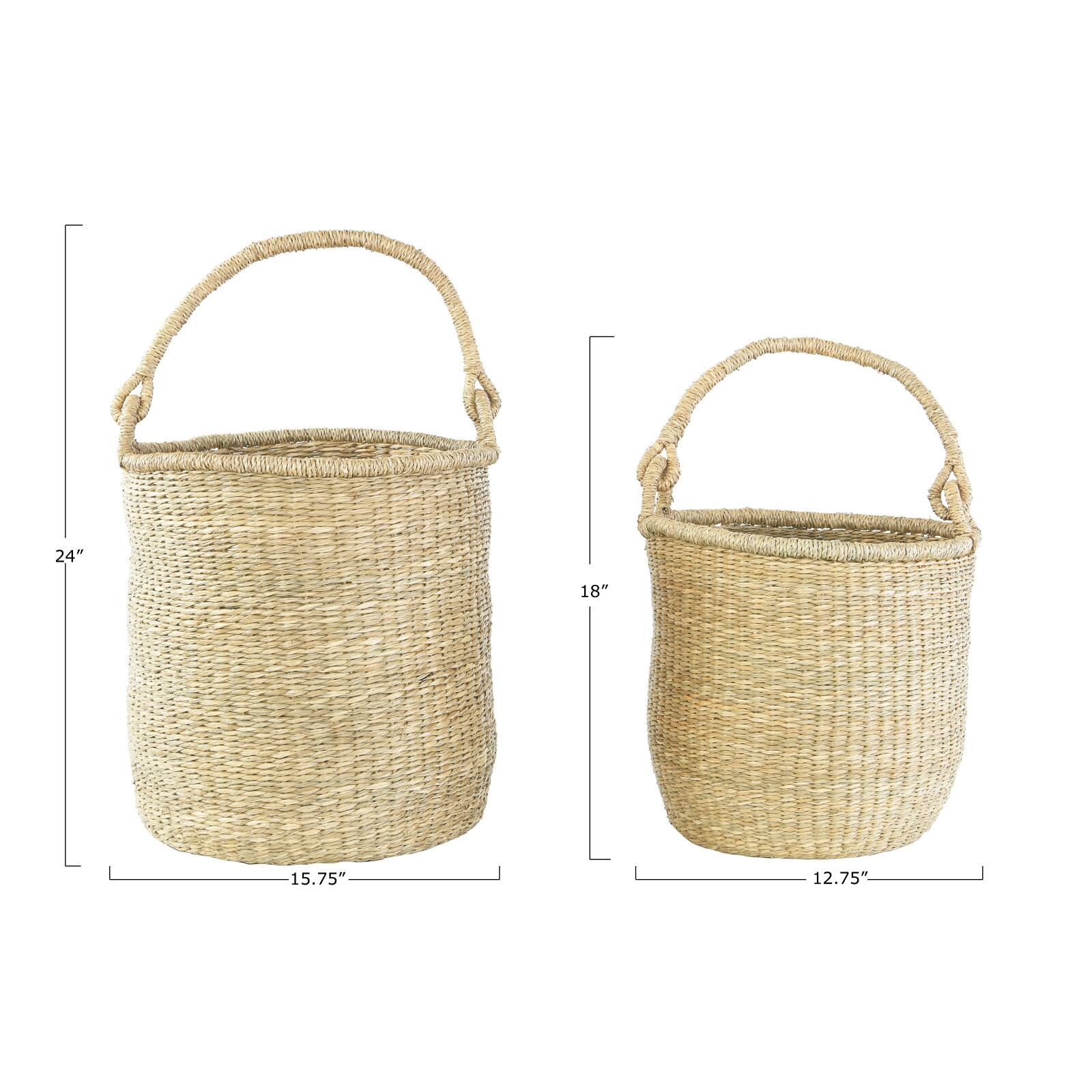 Hello Honey&#xAE; Handwoven Seagrass Baskets with Handles Set