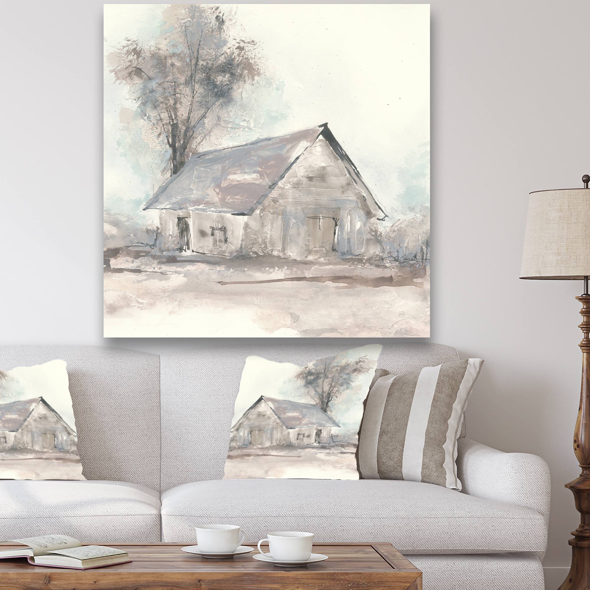 Designart - Farmhouse Barn Grey III - Modern Farmhouse Gallery-wrapped Canvas