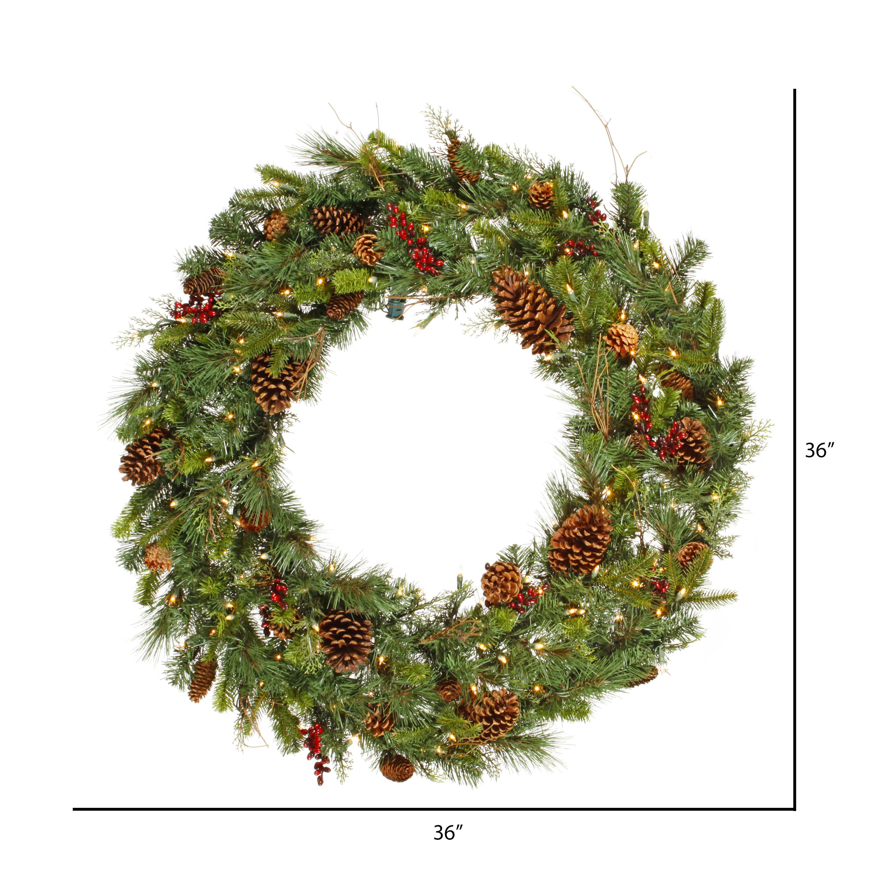 36" Pre-Lit Cibola Mixed Berry Christmas Wreath, Warm White LED Lights