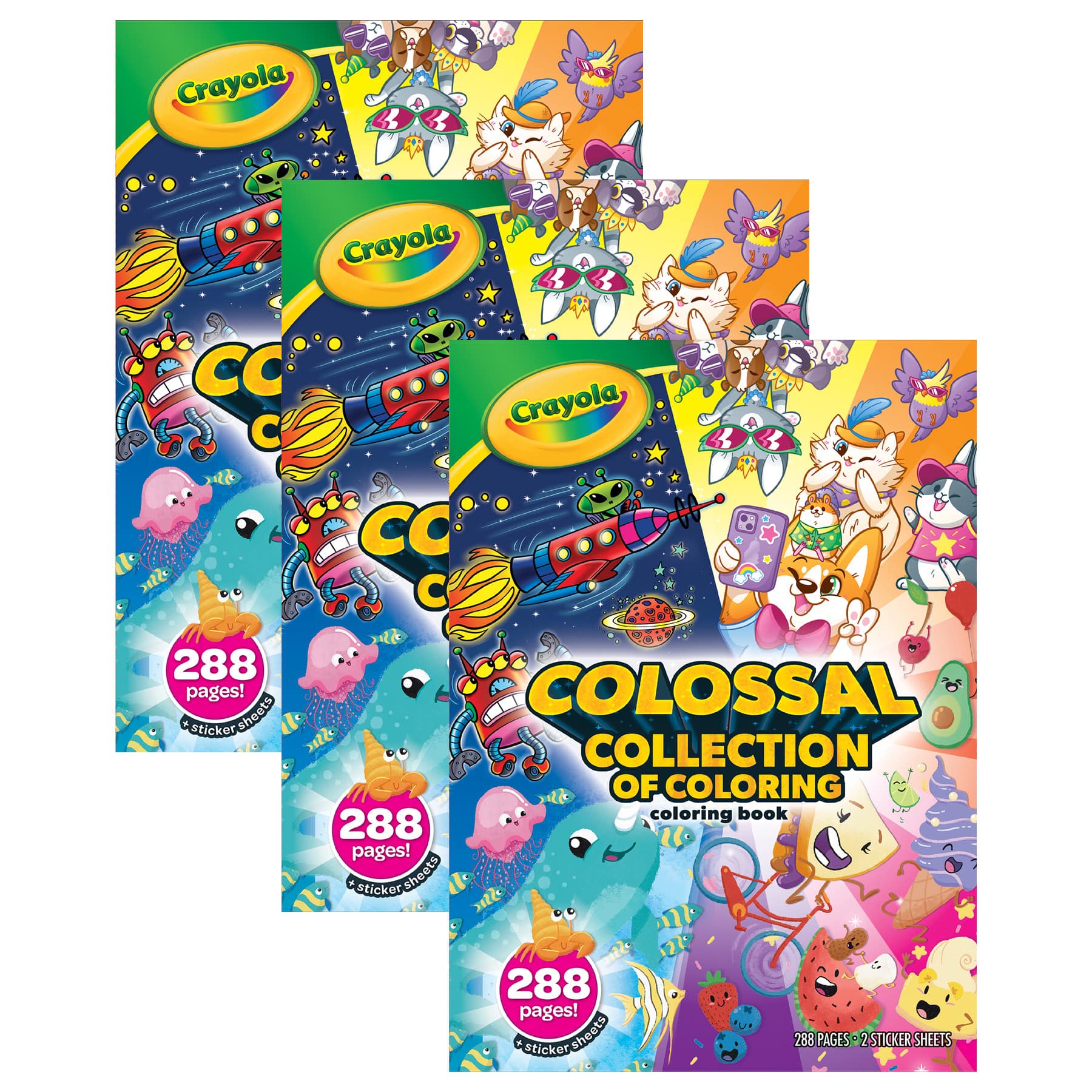 Crayola® Colossal Collection of Coloring Book & Stickers, Pack of 3