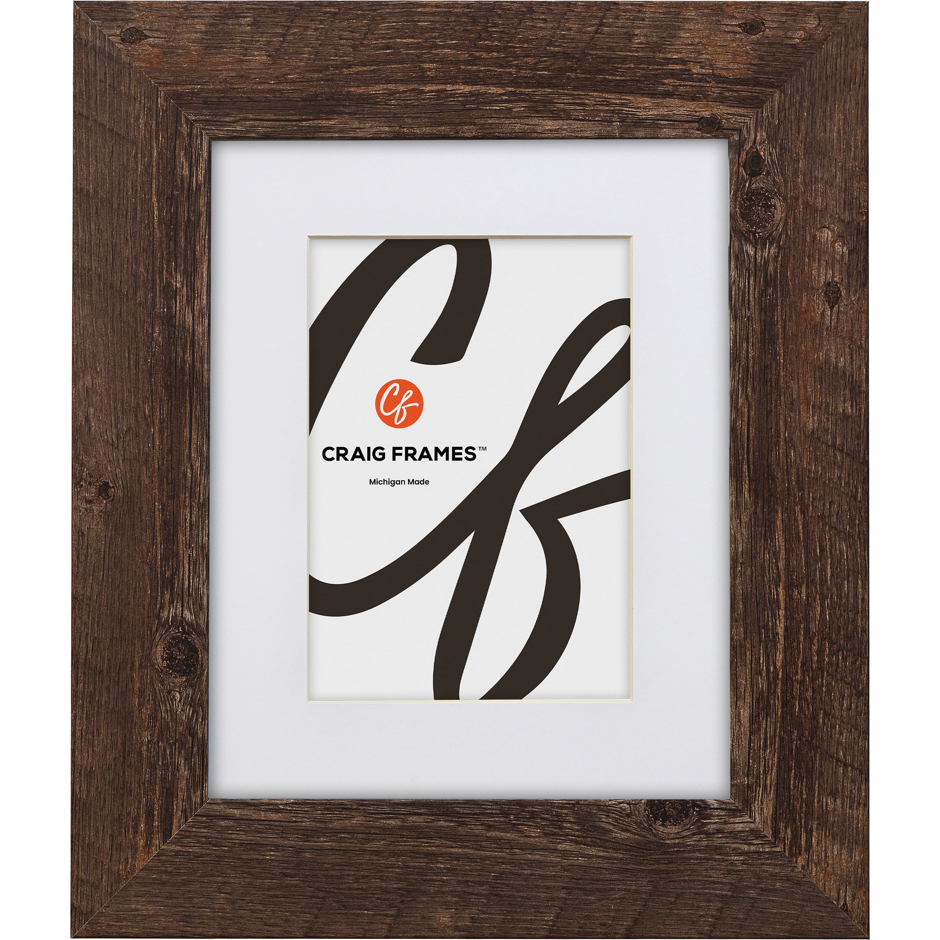 Craig Frames 4 Pack: American Barn Brown Oak Picture Frame with Mat