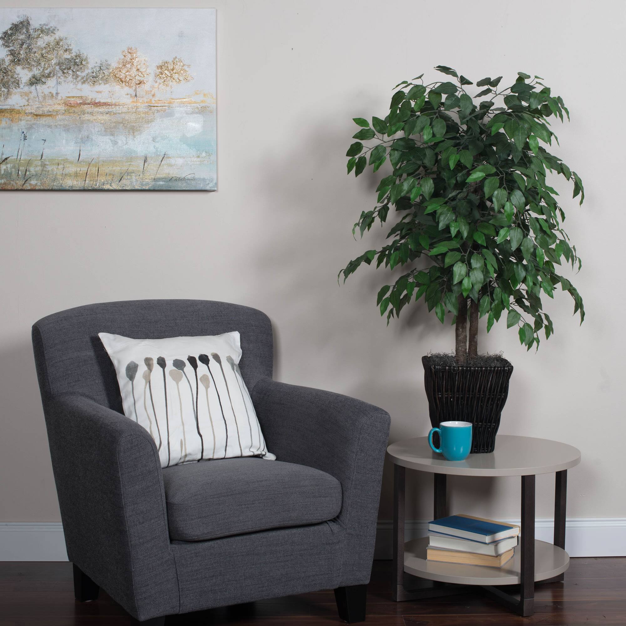 4ft. Artificial Ficus Bush with Square Willow Basket