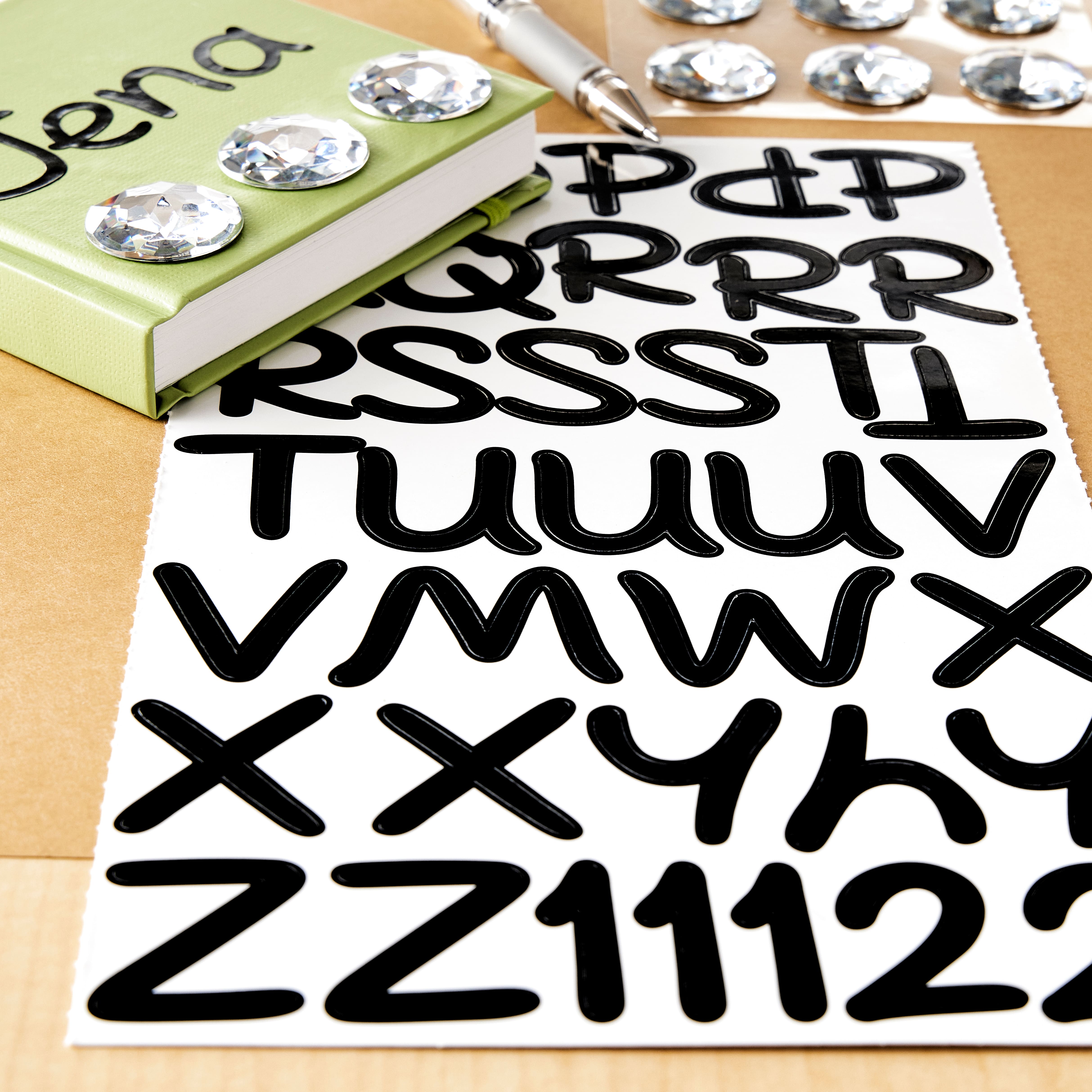 12 Pack: Black Licorice Handwriting Alphabet Stickers by Recollections™