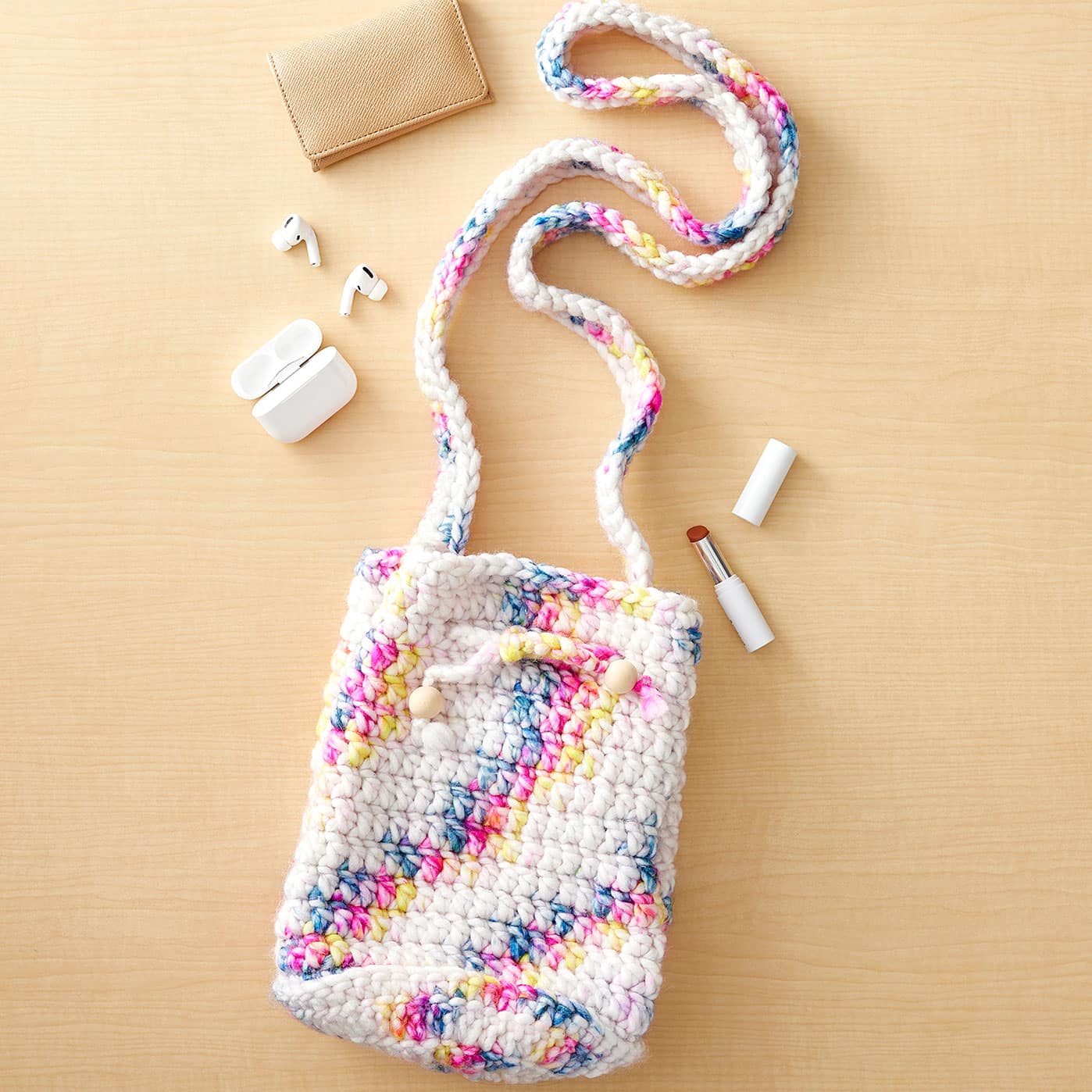 Loops & Threads® Twisted Tones™ Crochet Drawstring Bag