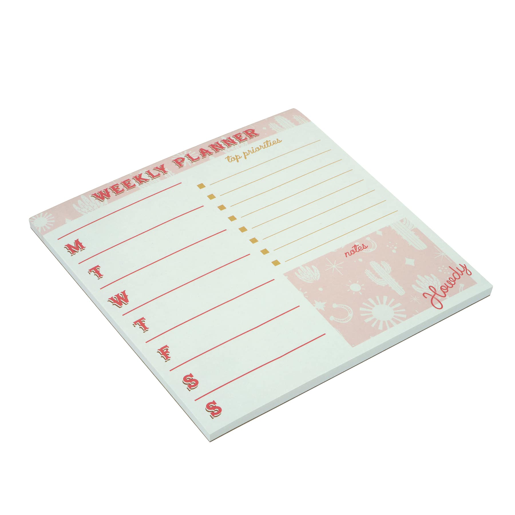 Bloc-note pour planification hebdomadaire &#xAB;&#xA0;Howdy&#xA0;&#xBB; de 20,3&#xA0;cm x 20,3&#xA0;cm de Trouvailles Fabuleuses