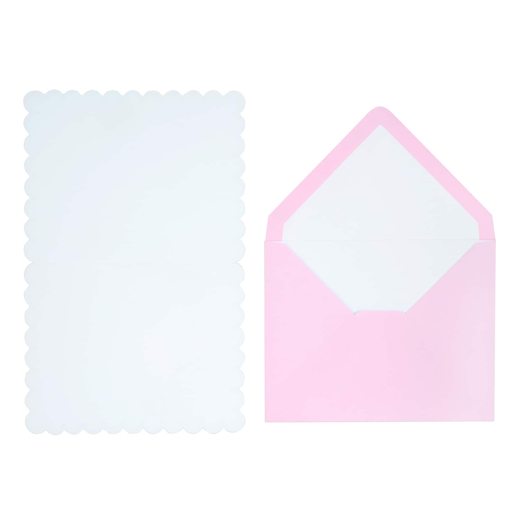 Valentine&#x27;s Day 4.25&#x22; x 5.5&#x22; Pink Foil Scalloped Cards &#x26; Envelopes, 24ct. by Recollections&#x2122;