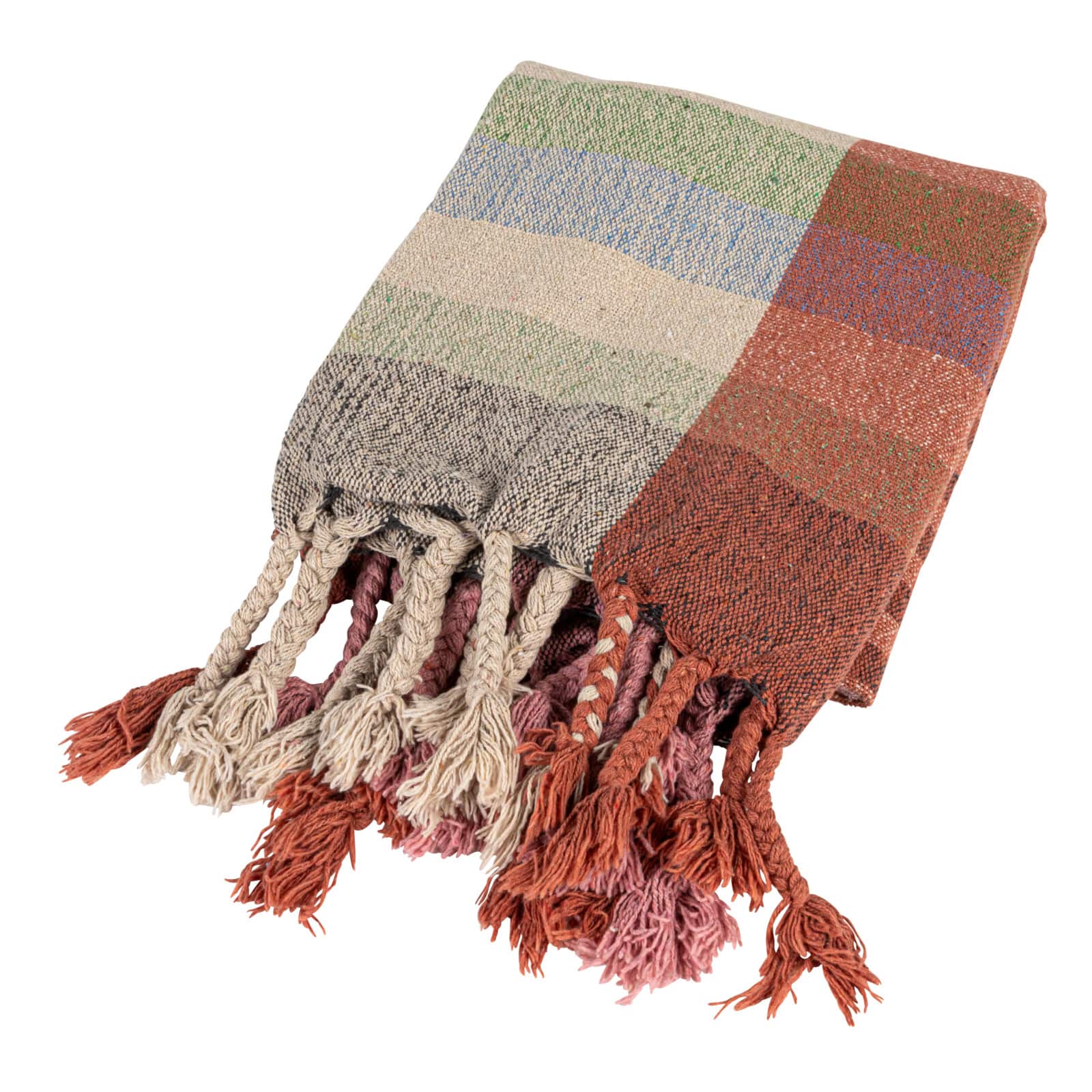 Hello Honey® Multicolor Terra Harmony Woven Throw with Braided Fringe