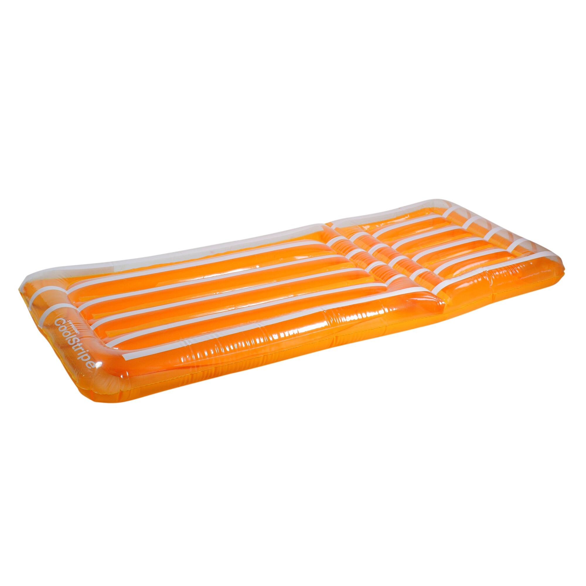 72" Orange & White Transparent Cool Stripe Inflatable Swimming Pool Mattress Float