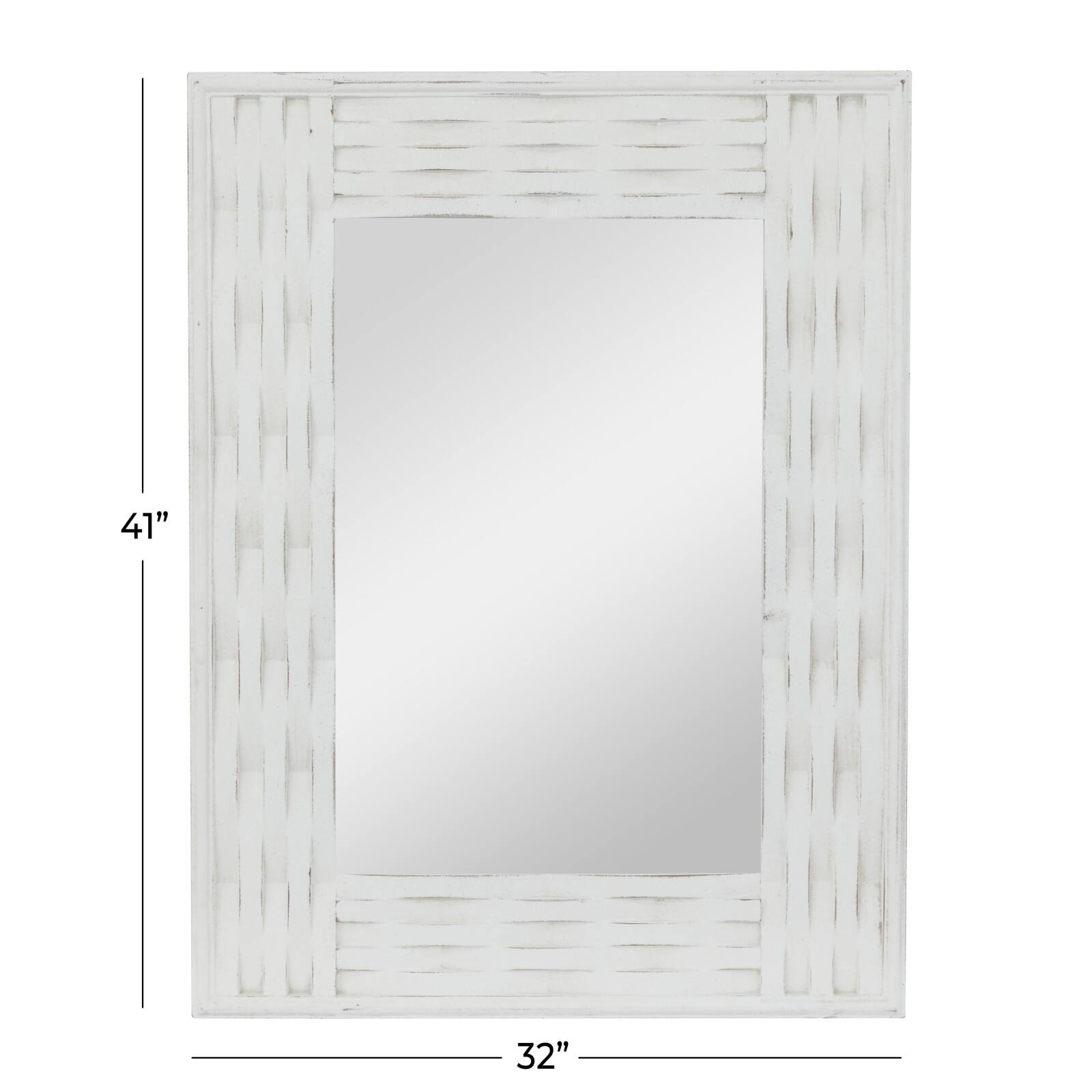 White MDF Contemporary Wall Mirror, 41" x 32" x 2"