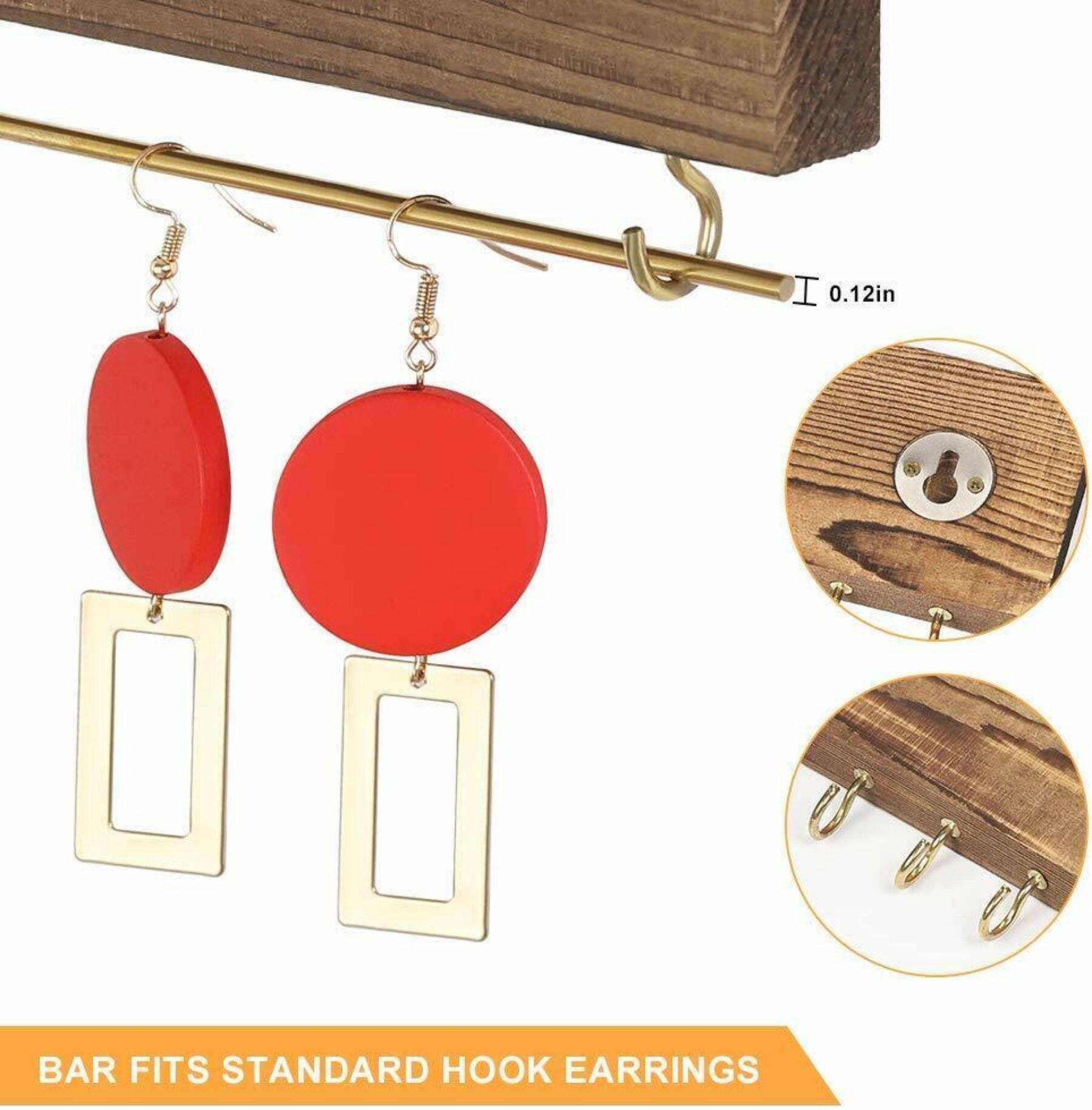 NEX™ 12" Wall-Mounted Rustic Wood Jewelry Organizer, 3ct.