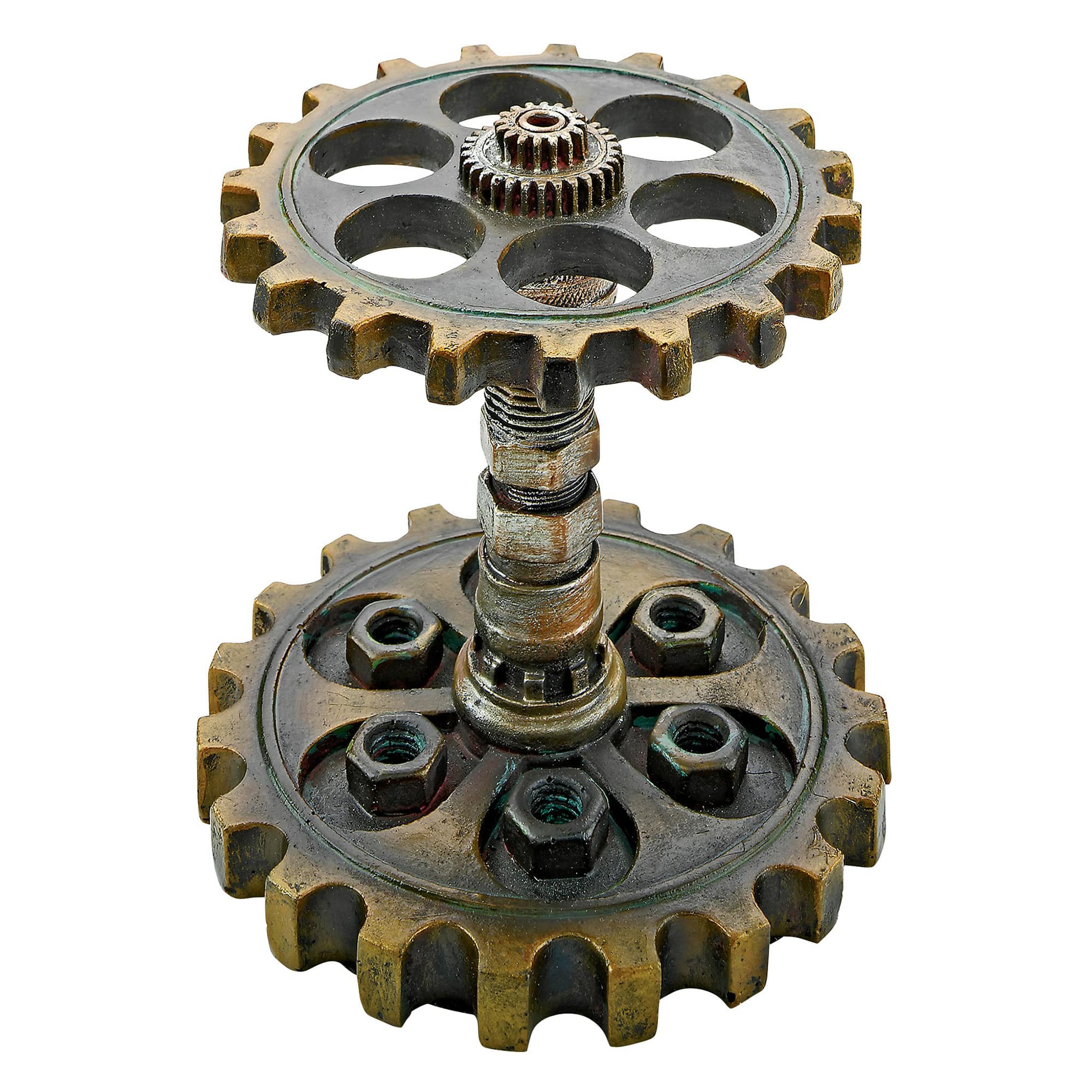 4.5" Industrial Steampunk Dual Gear Pen Holder