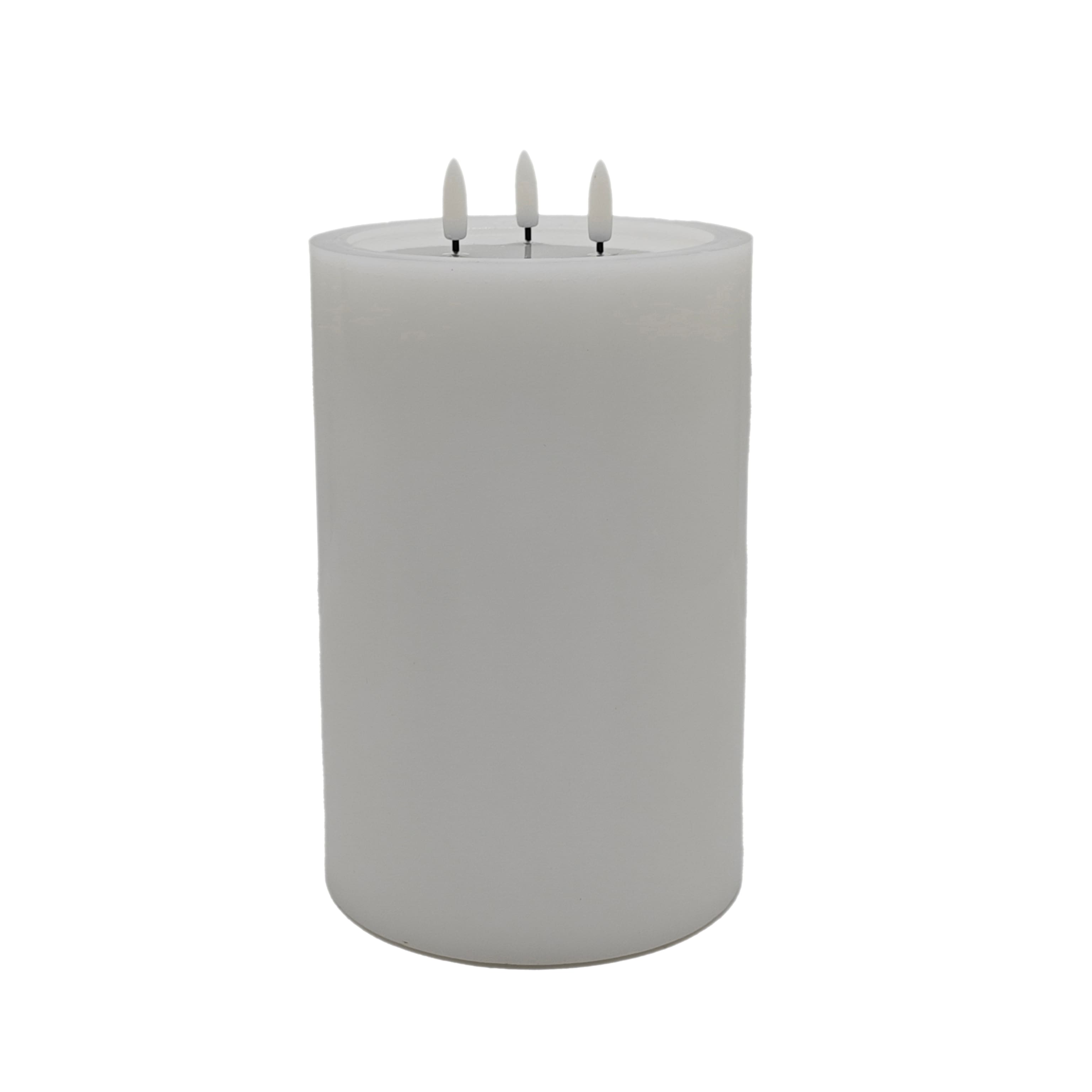 6" x 9" Flickering 3-Wick LED Wax Pillar Candle by Ashland®