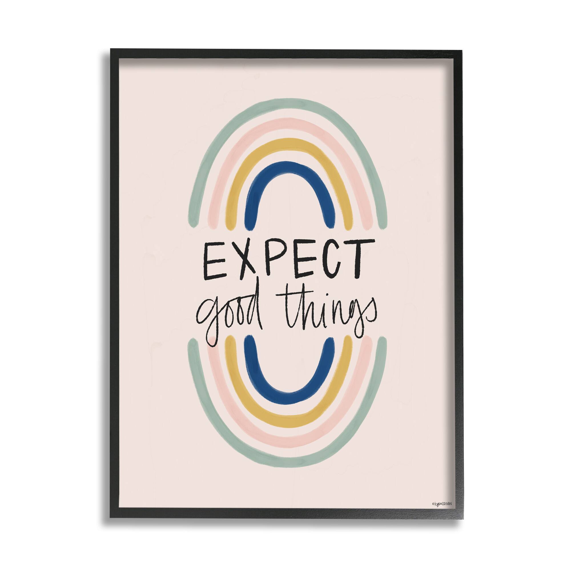 Stupell Industries Expect Good Things Phrase Double Rainbow Reflection in Frame Wall Art