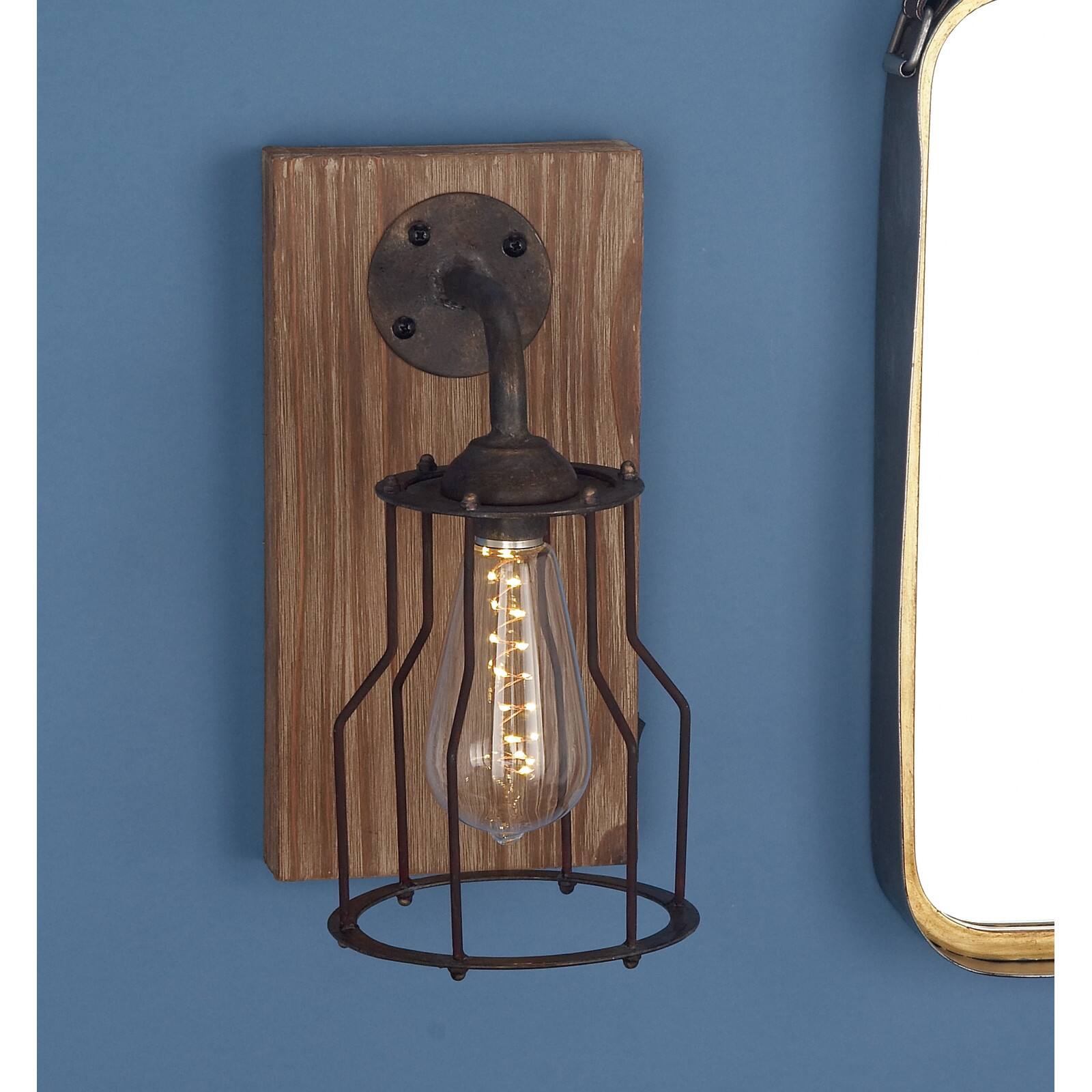 11&#x22; Brown Iron Industrial LED Wall Sconce