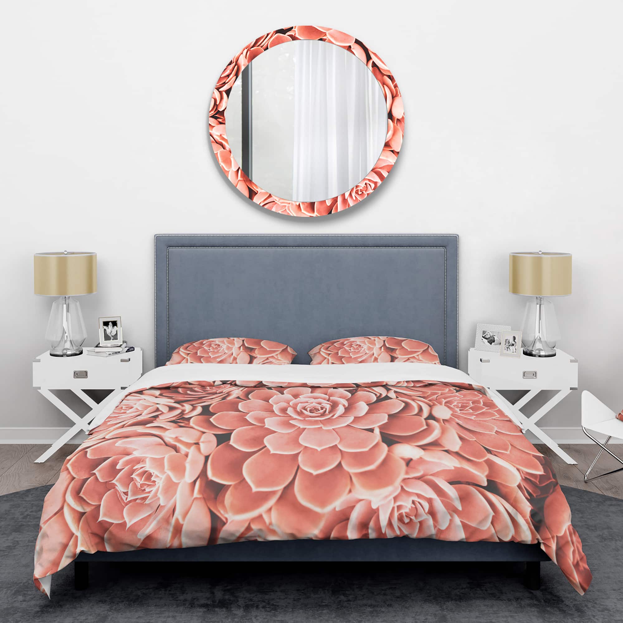 Designart &#x27;Coral Toned Succulent&#x27; Mid-Century Duvet Cover Set