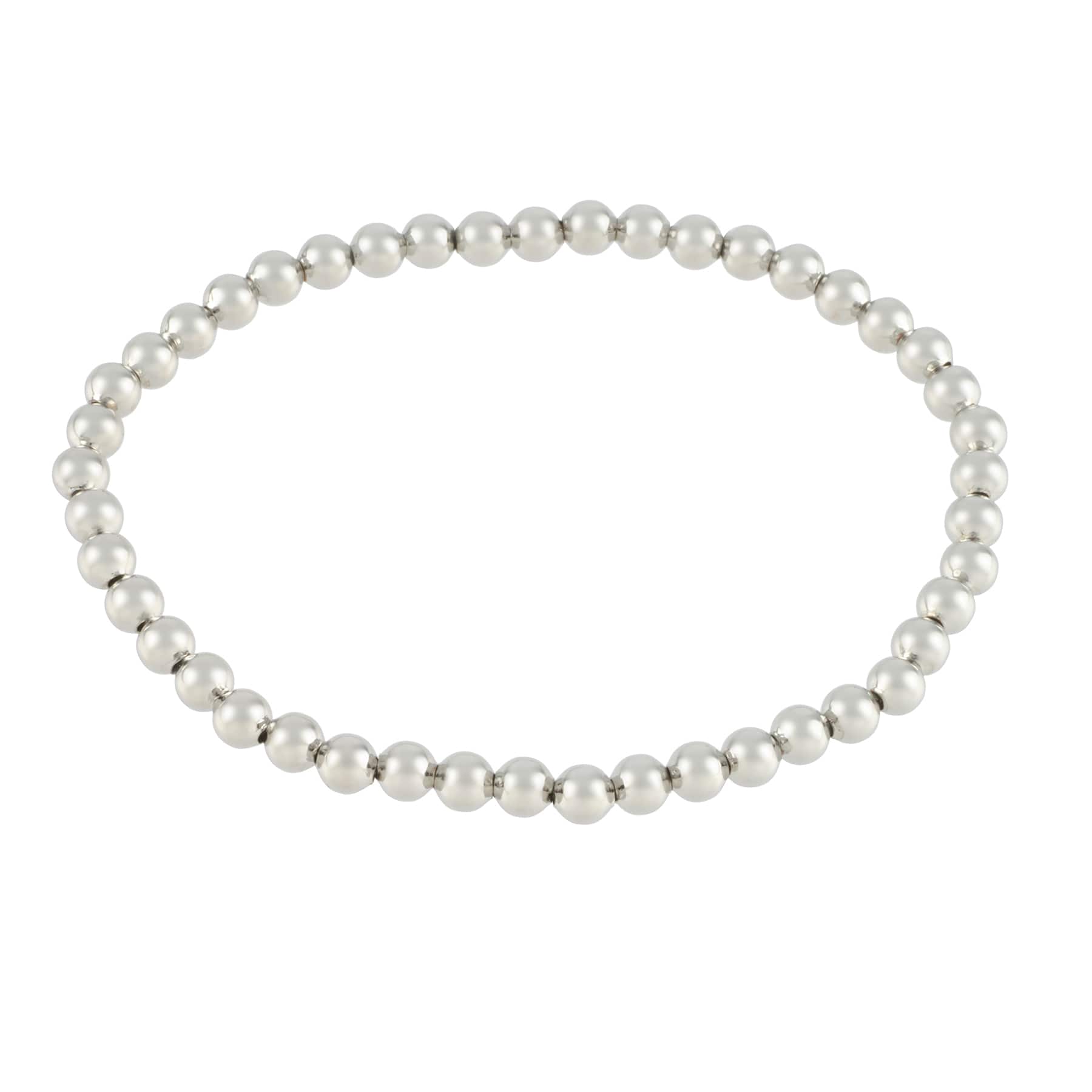 12 Pack: 4mm Rhodium Round Beaded Charm Bracelet by Bead Landing™
