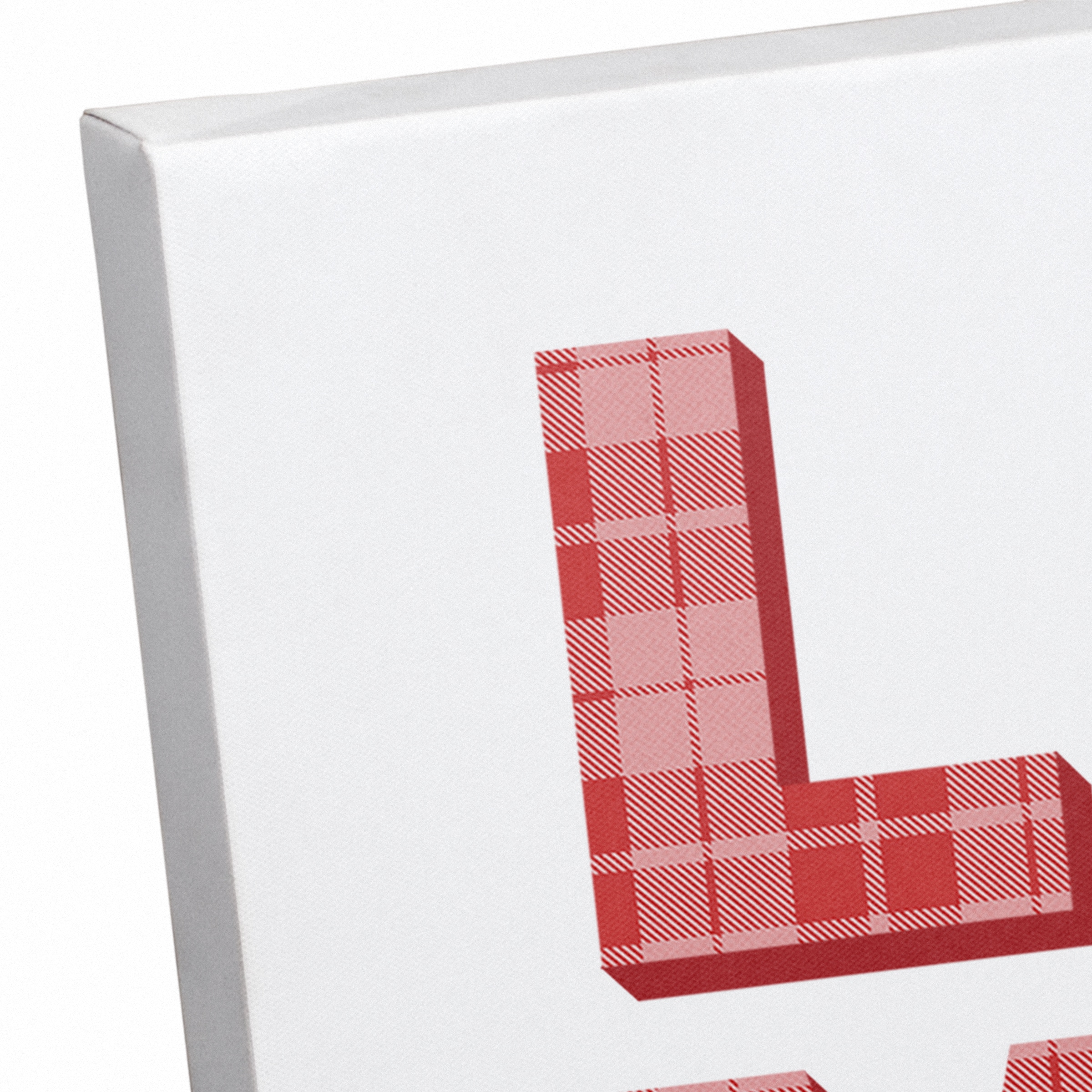 Love Plaid Stack 12" x 12" Canvas Wall Art