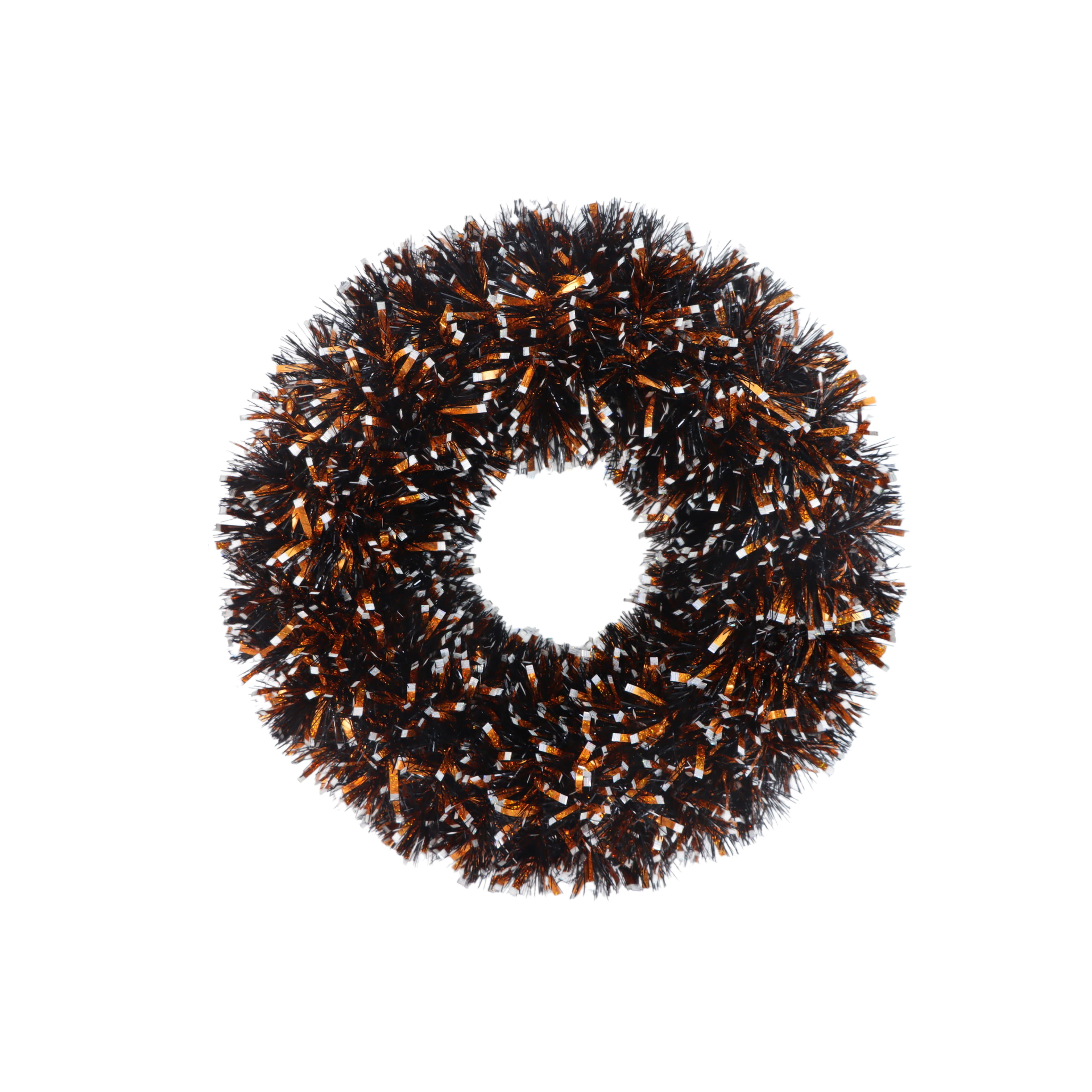 18&#x22; Orange Glow-in-the Dark Tinsel Wreath by Ashland&#xAE;