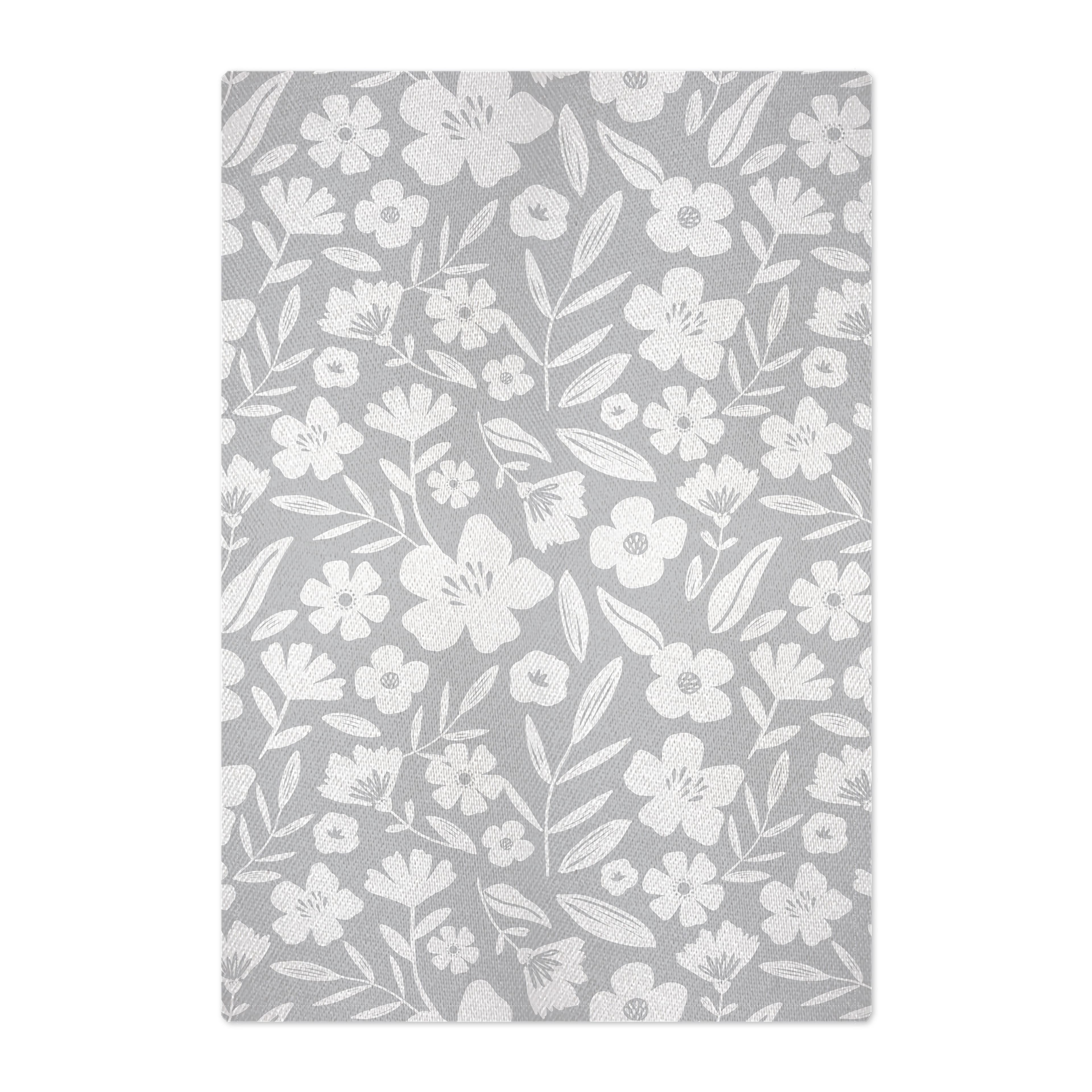 MUkitchen Gray Floral Jacquard Kitchen Towel