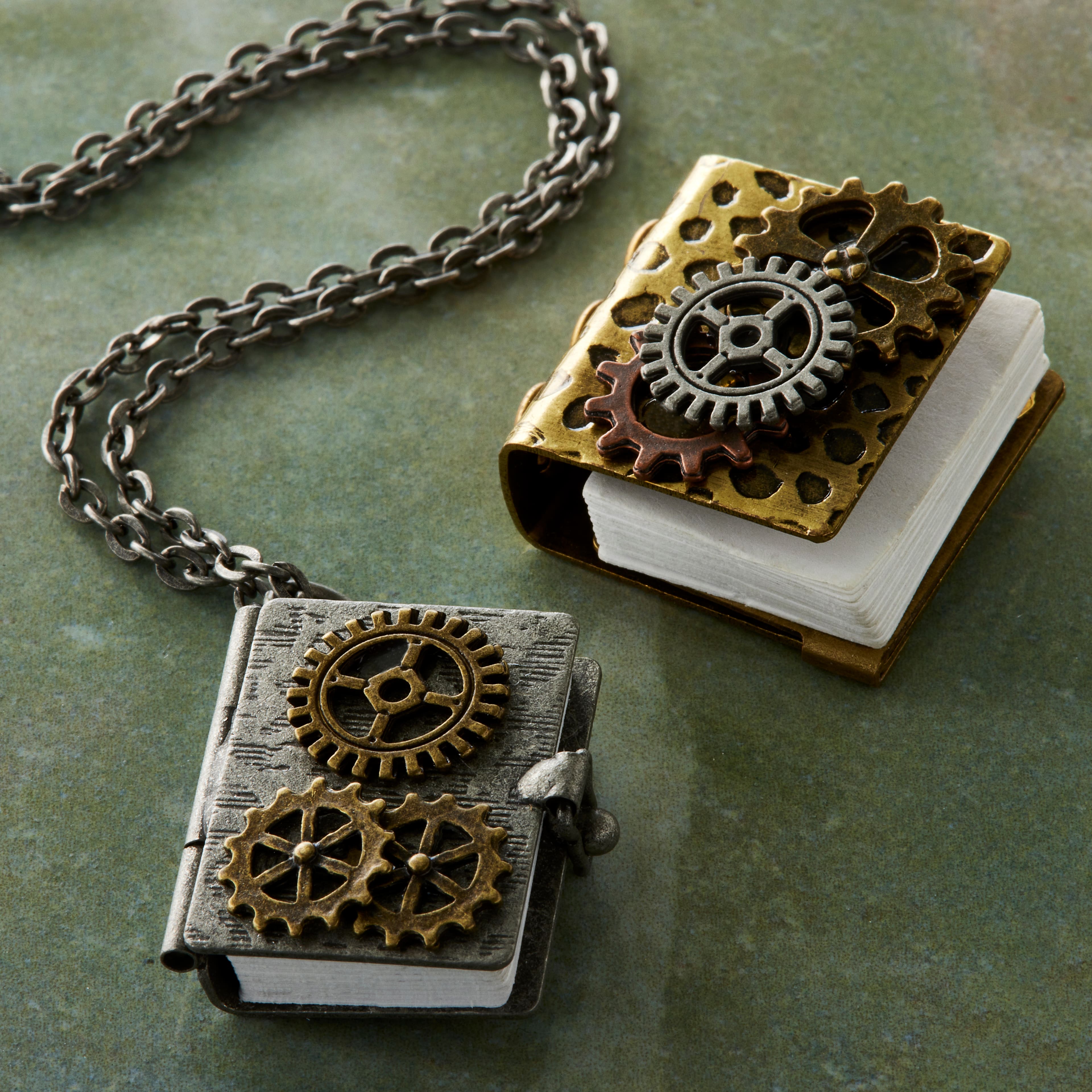 Found Objects™ Oxidized Brass Book Charms By Bead Landing™