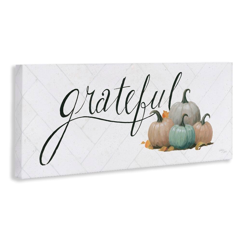 Stupell Industries Grateful with Pumpkins Canvas Wall Art