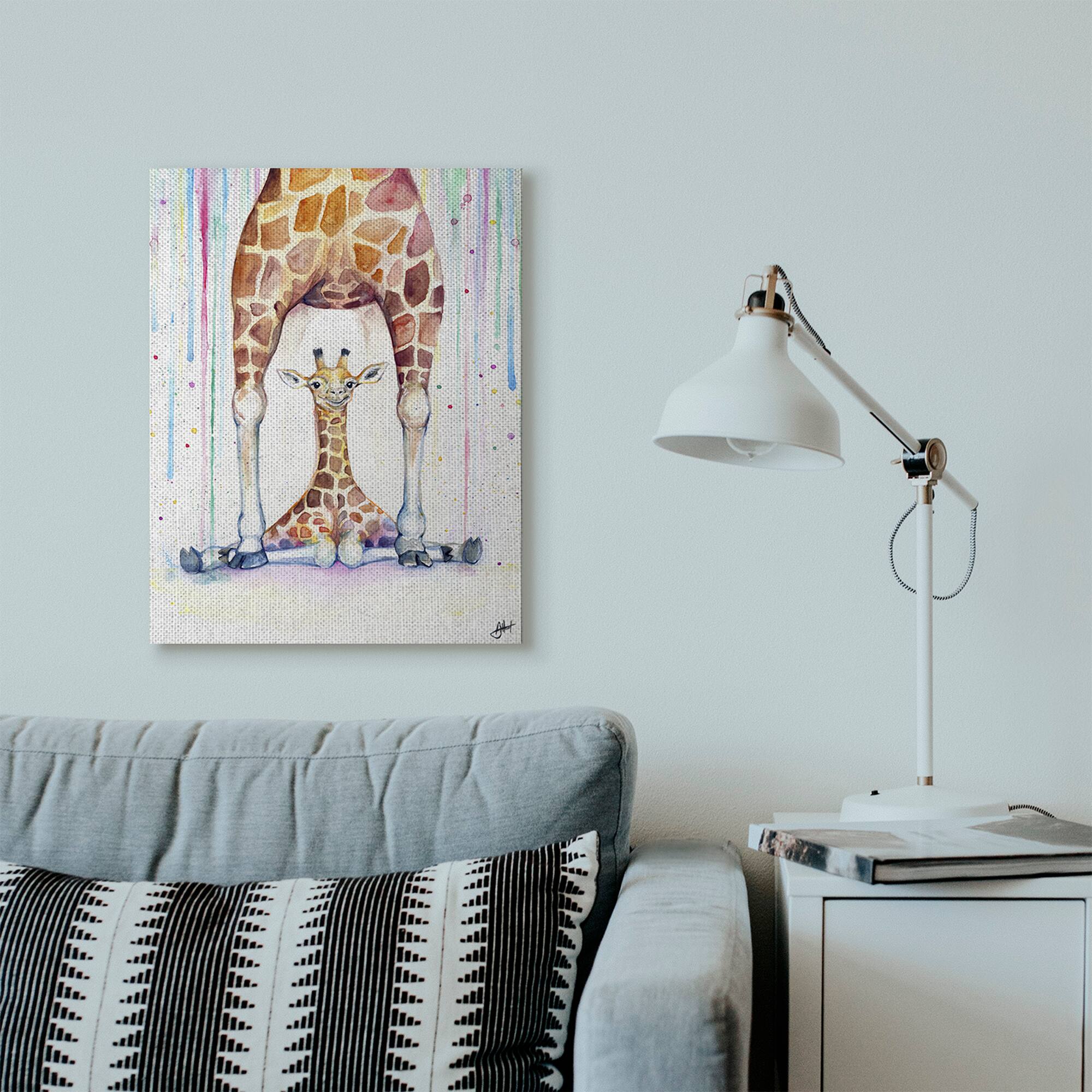 Stupell Industries Colorful Giraffe Family Painting Wall Accent