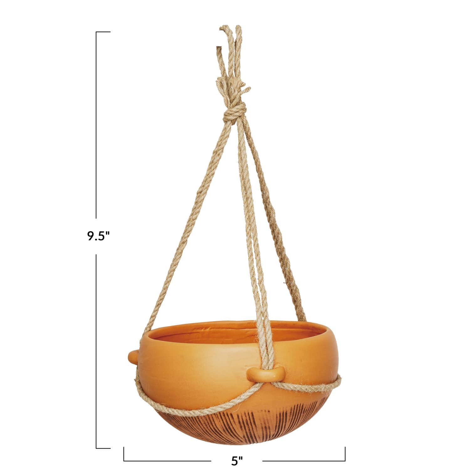 9.5&#x22; Terra Cotta Hanging Stoneware Planter with Cotton Hanger