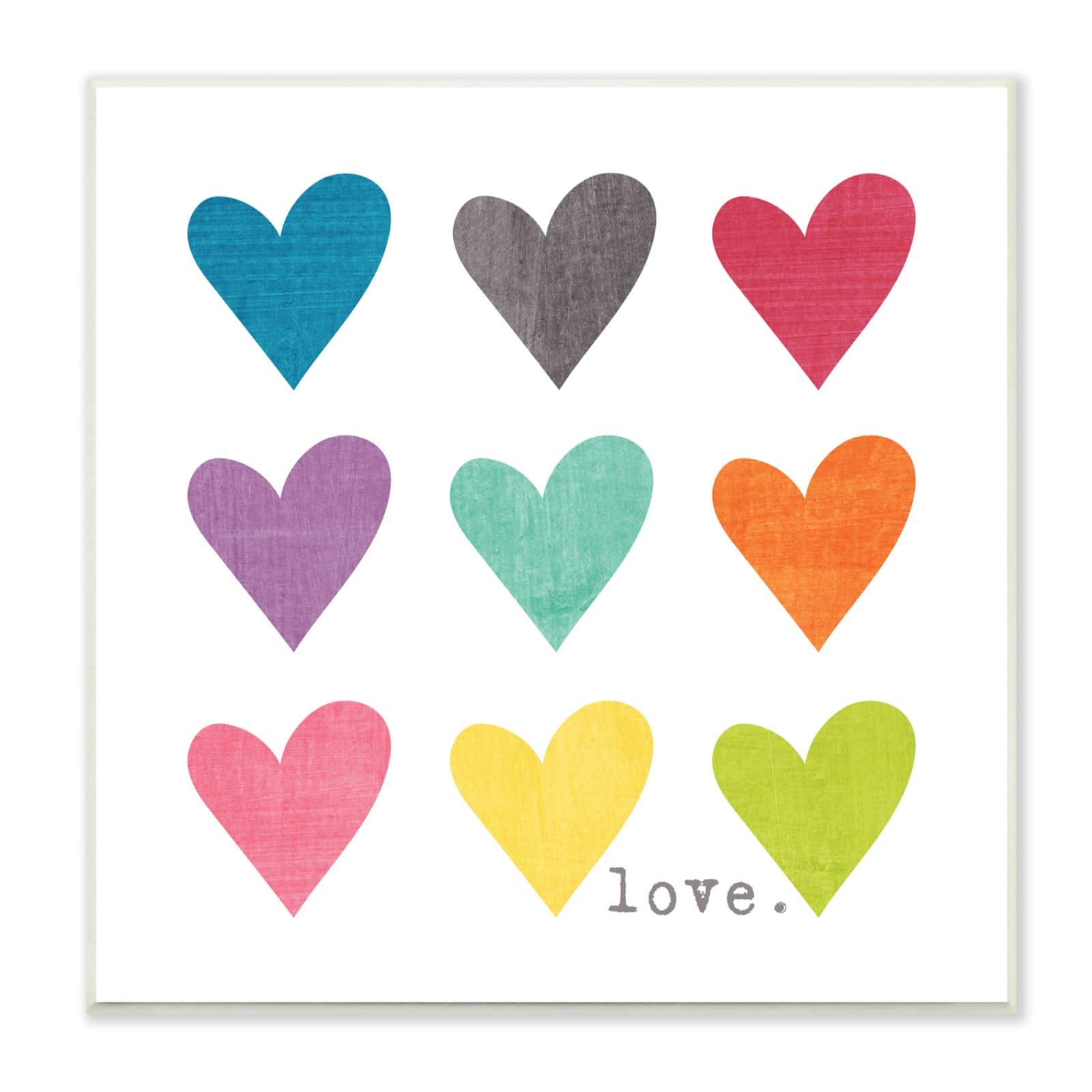 Stupell Industries Watercolor Cute Hearts Love Wood Wall Plaque