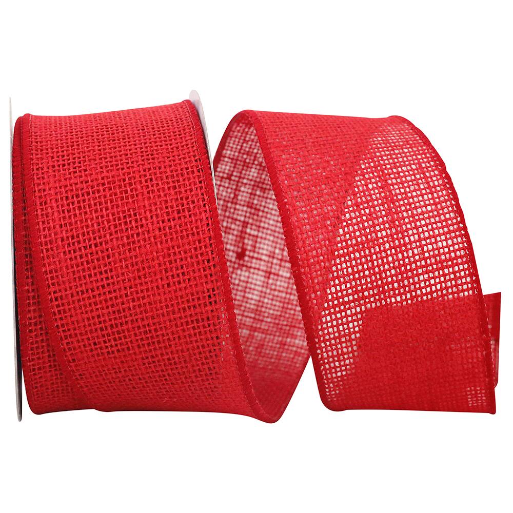 JAM Paper 2.5" x 10yd. Red Jute Wired Edge Burlap Ribbon
