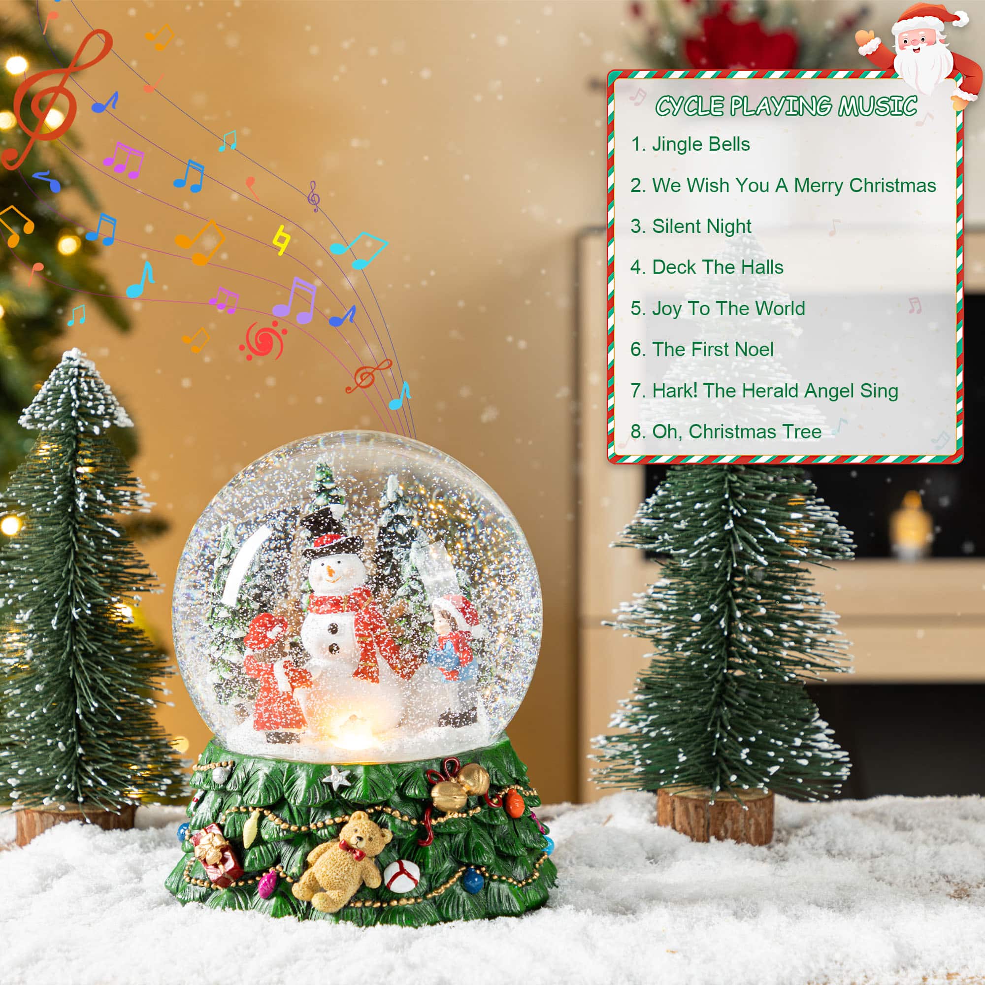 Glitzhome&#xAE; 150mm Christmas Resin Lighted Musical Snowflakes Snowman Waterglobe
