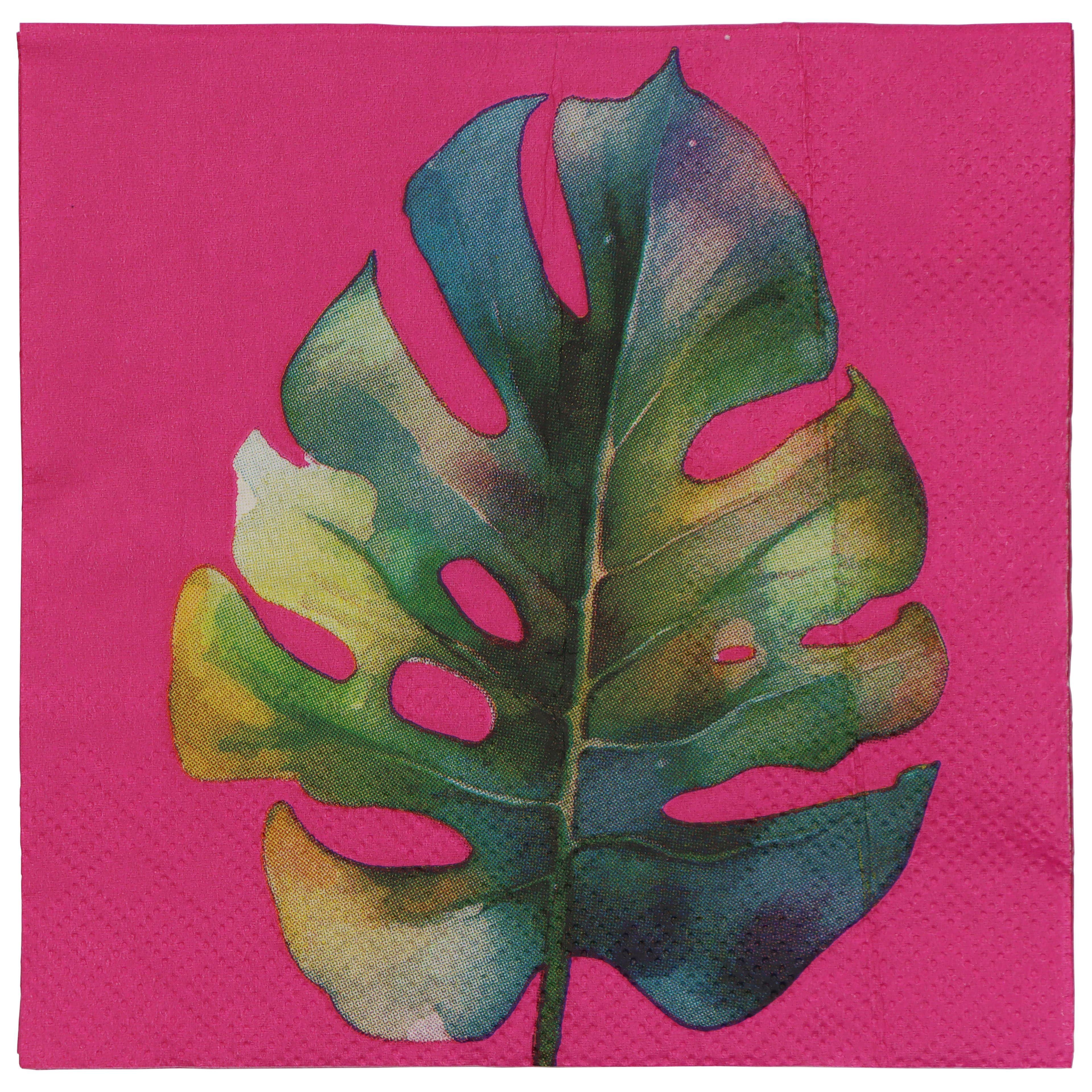 Pink Jungle Monstera Leaf Paper Beverage Napkins, 20ct. by Celebrate It™
