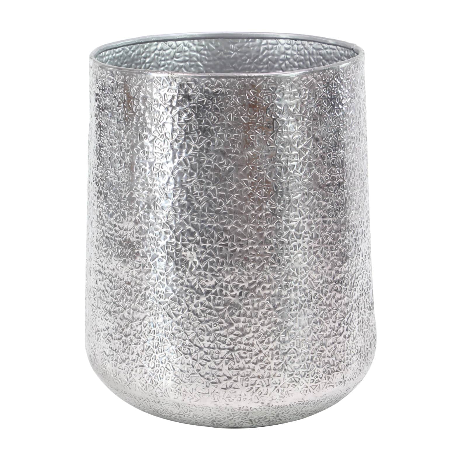 Set of 3 Silver Aluminum Glam Planter, 12&#x22;, 16&#x22;, 20&#x22;