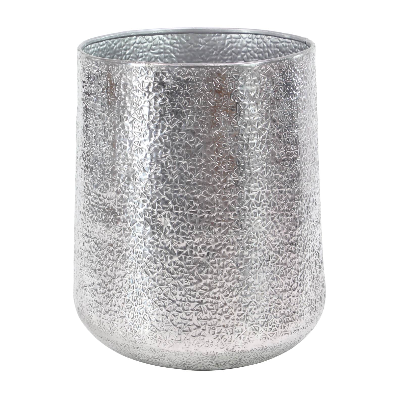 Set of 3 Silver Aluminum Glam Planter, 12", 16", 20"