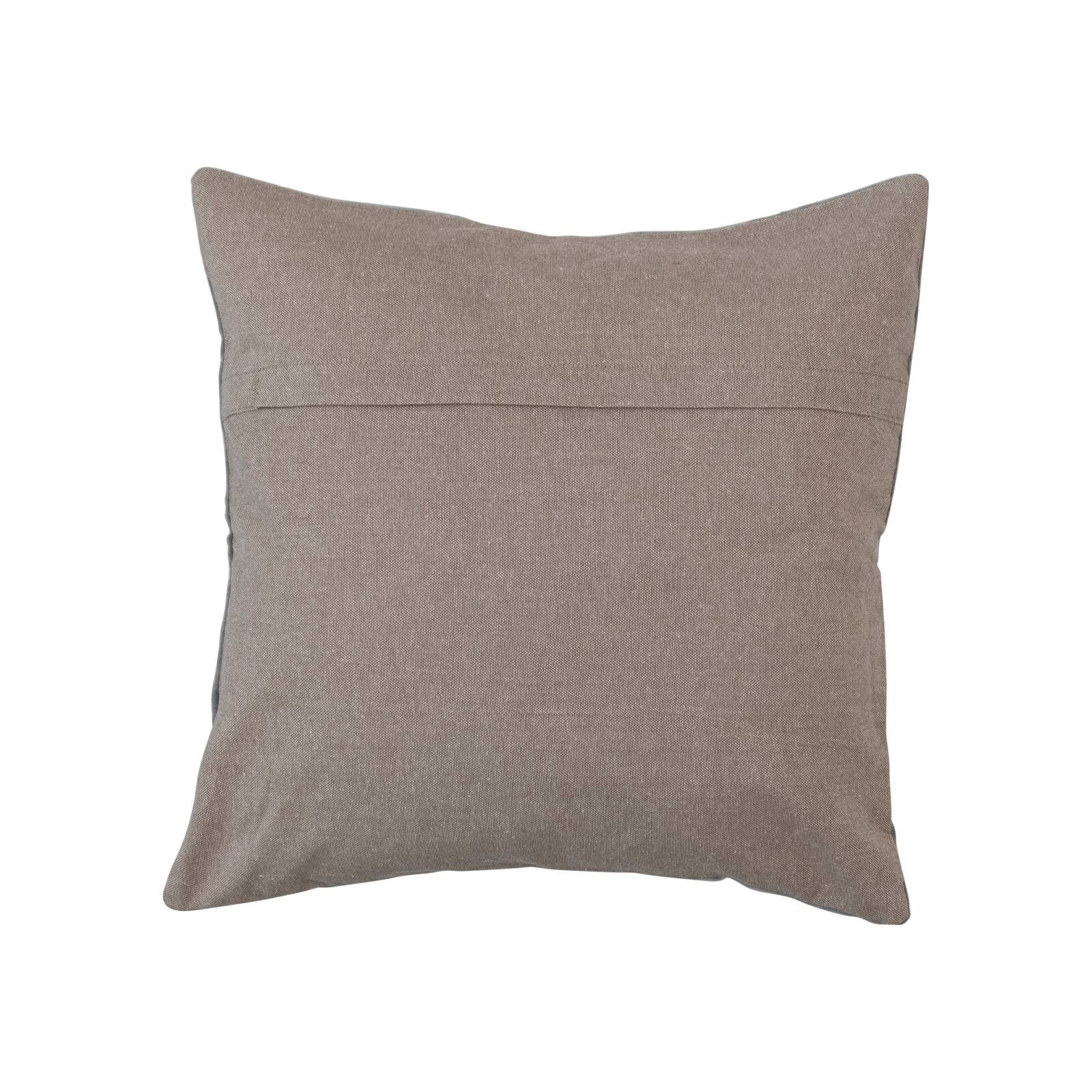 Hello Honey® Gray & Natural White Square Cotton Tufted Velvet Pillow with Snowflake & Chambray Back