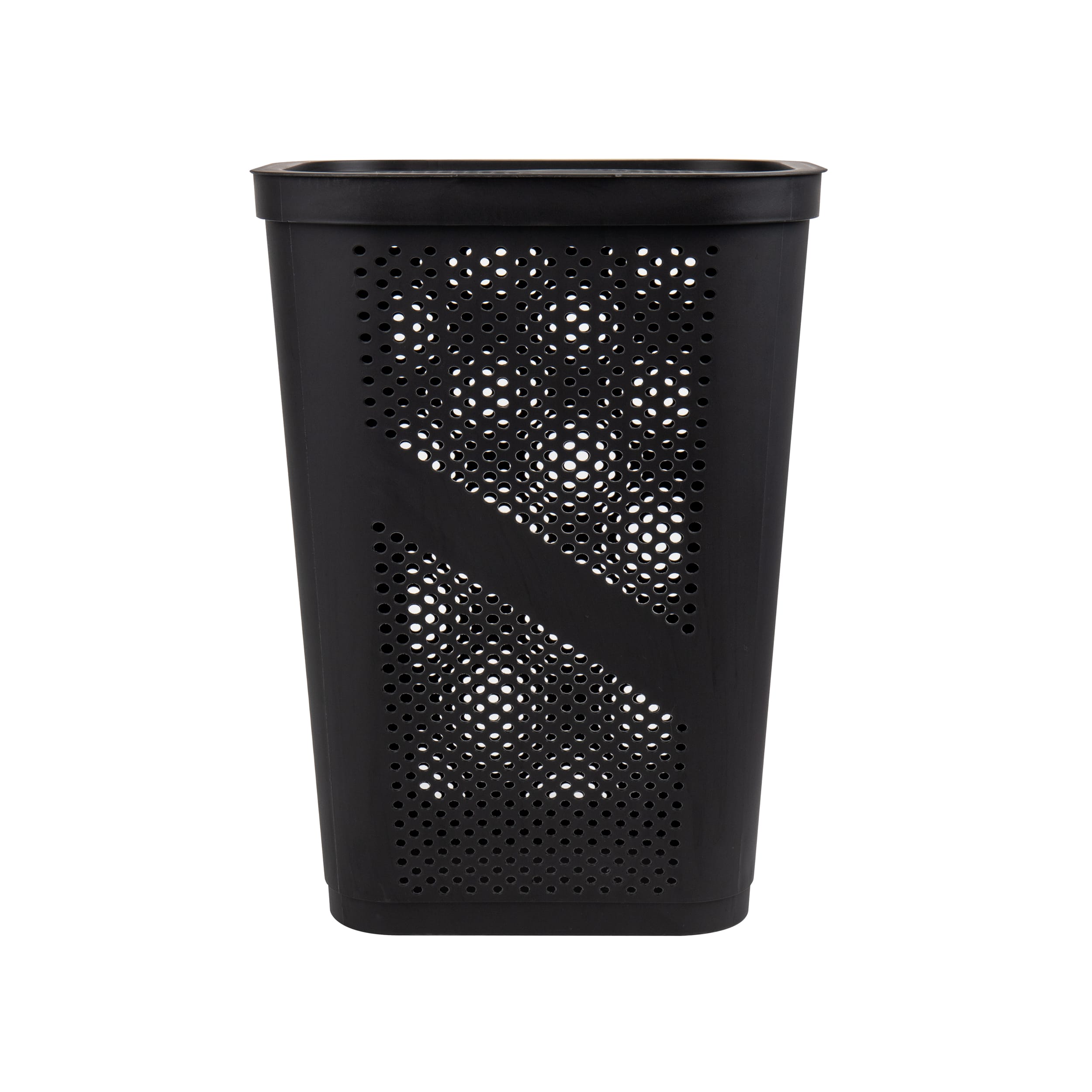 Mind Reader 60L Black Ventilated Slim Laundry Hamper with Cut Out Handles & Hinged Lid