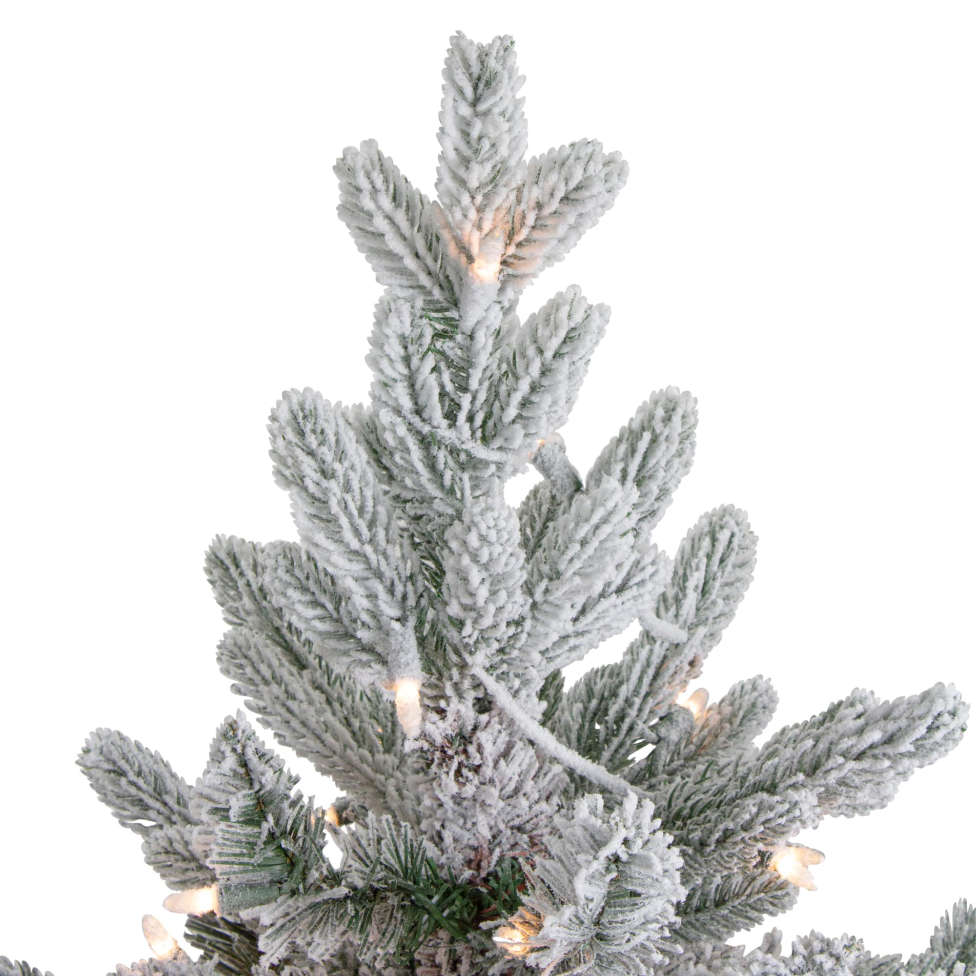 4ft. Pre-Lit Flocked Saratoga Spruce Artificial Christmas Tree in Decorative Pot, Clear Lights