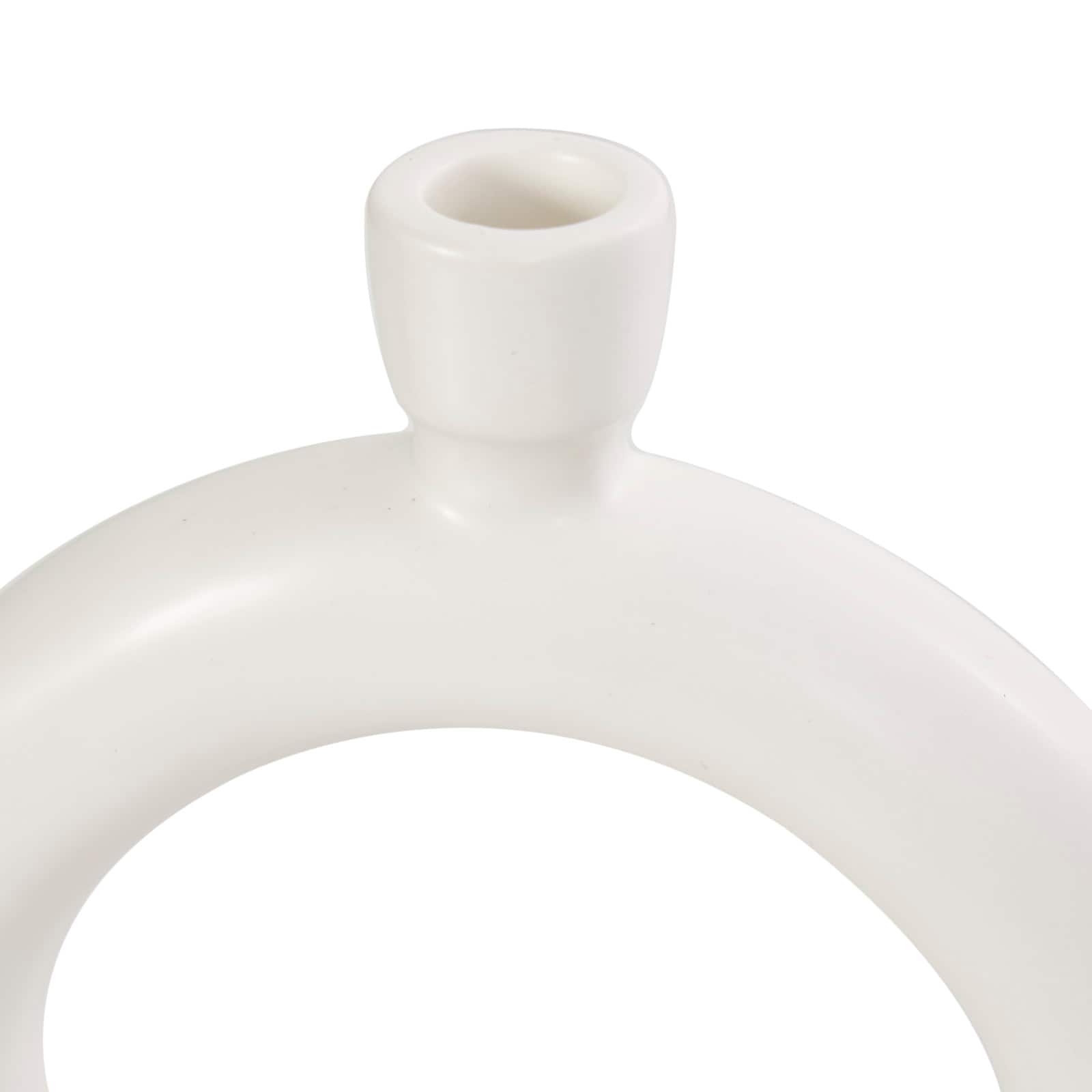 CosmoLiving by Cosmopolitan 12" Black & White Ceramic Geometric Ring Taper Candle Holder Set