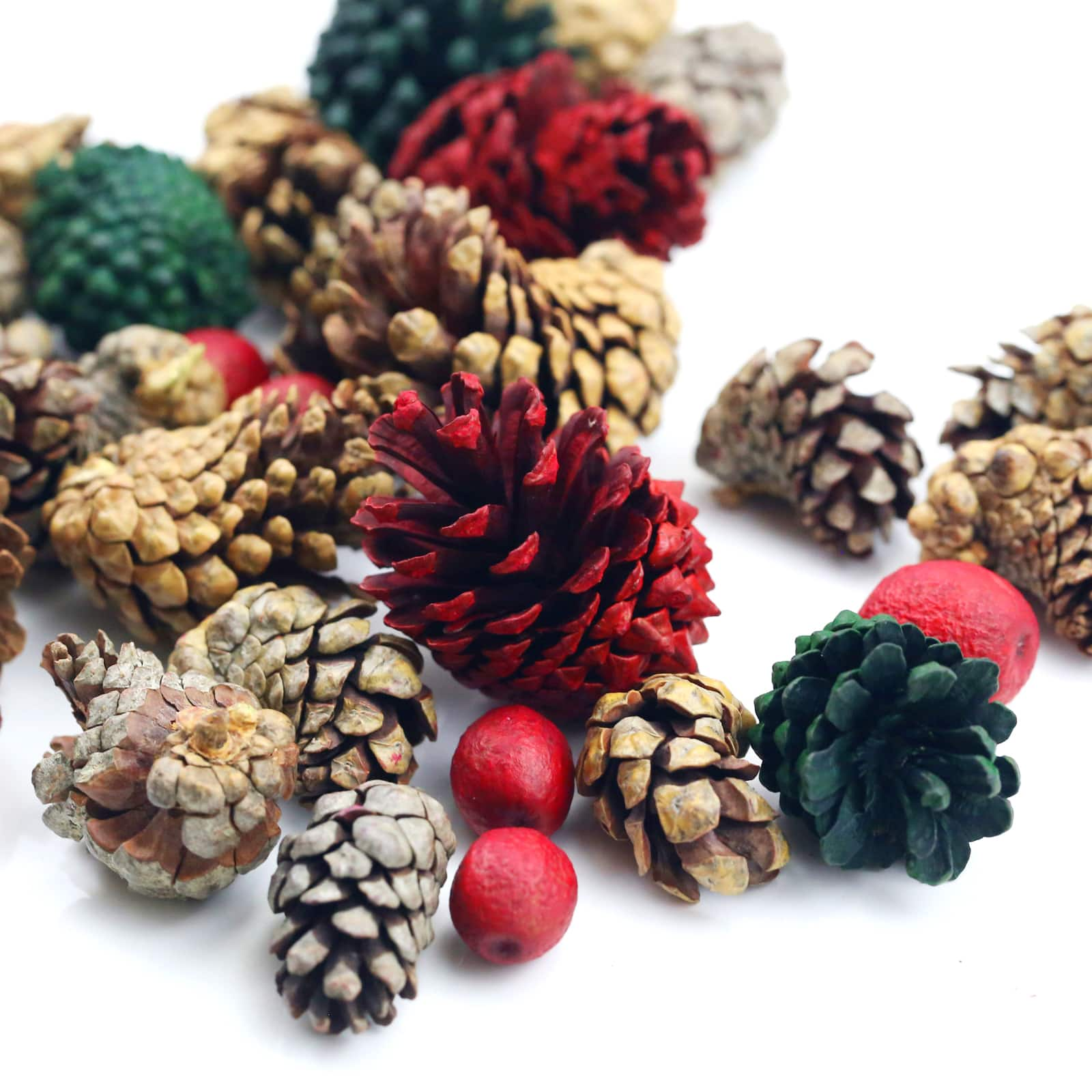 Natural Brown, Red &#x26; Green Decorative Pinecone Mix by Ashland&#xAE;