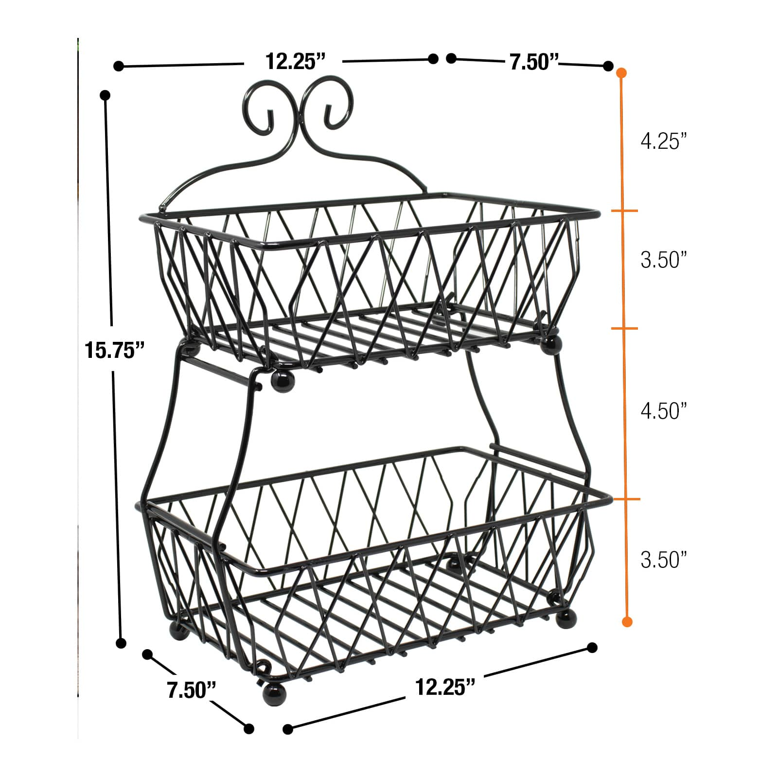 Sorbus 16&#x22; 2-Tier Wire Basket Stand