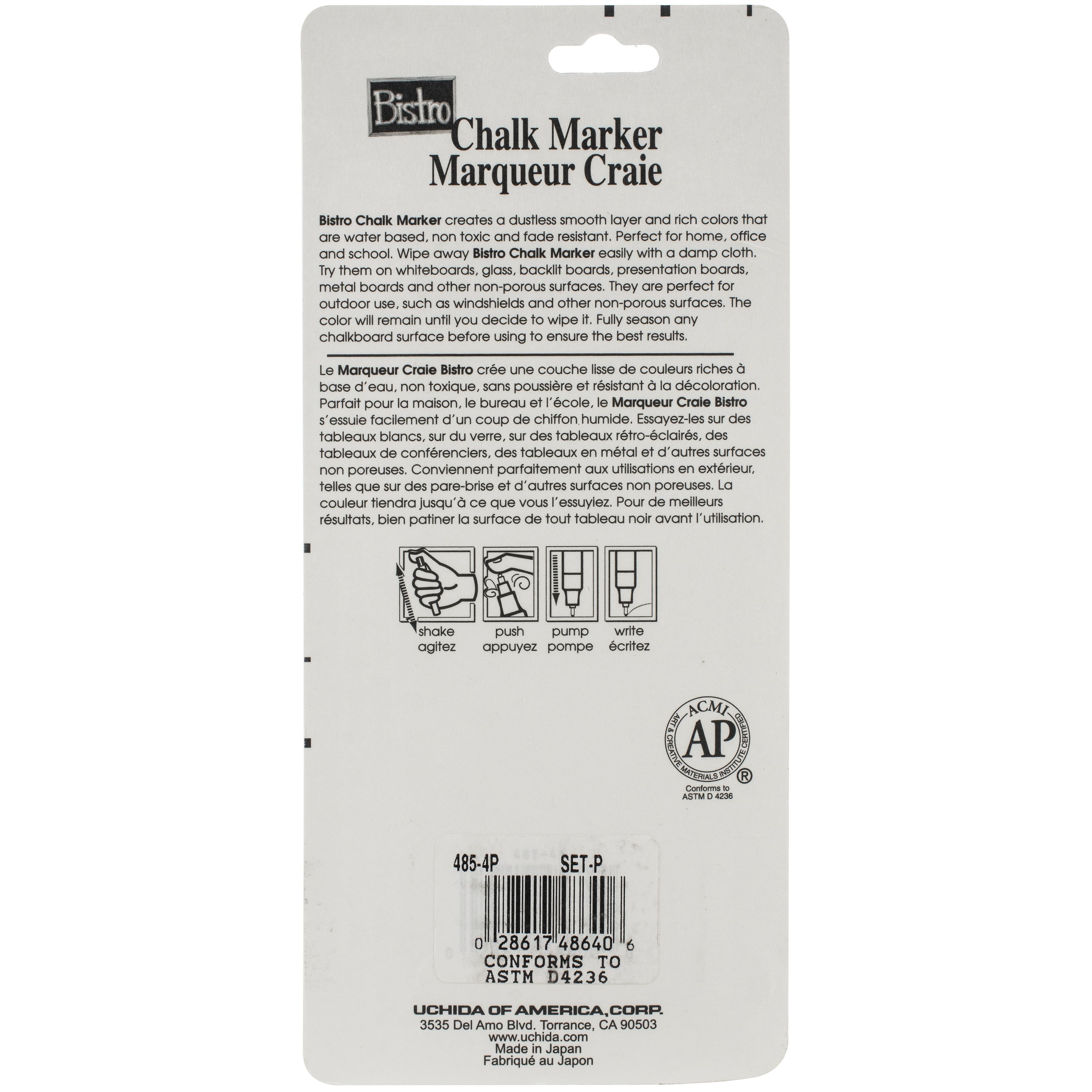 Marvy® Uchida Bistro Assorted Pastels Extra Fine Point Chalk Marker Set, 4ct.