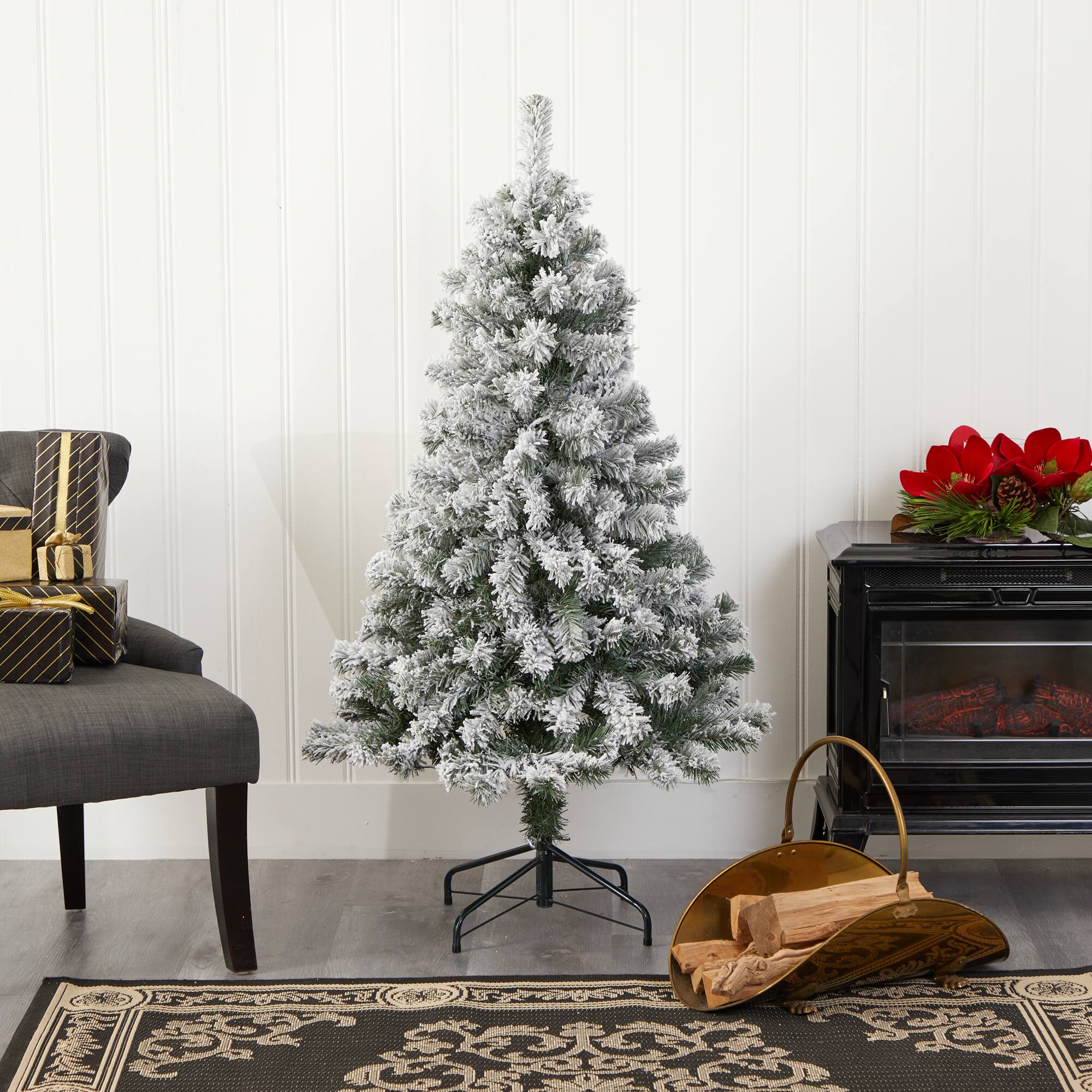 4ft. Unlit Flocked West Virginia Fir Artificial Christmas Tree