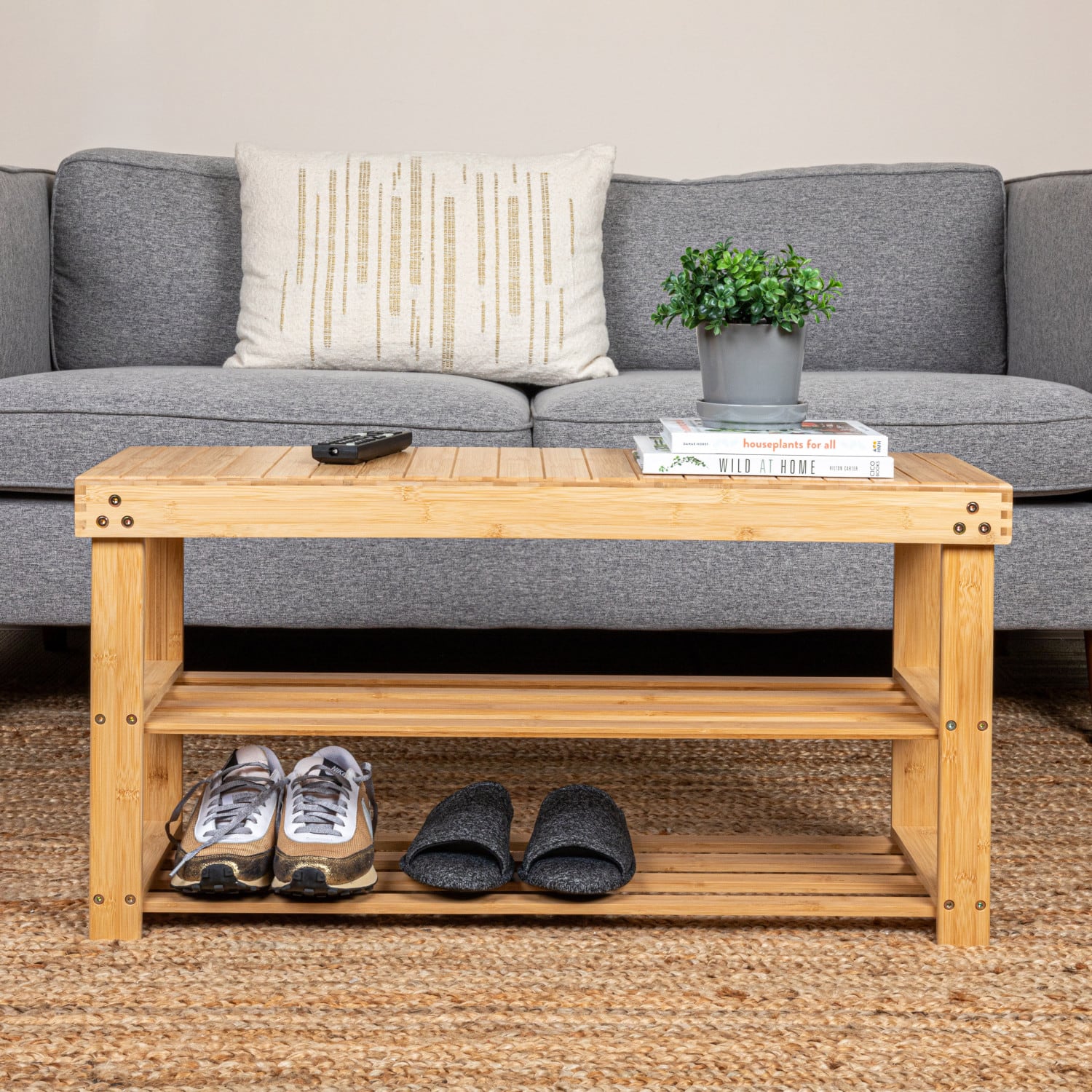 Household Essentials 2-Shelf Bamboo Bench