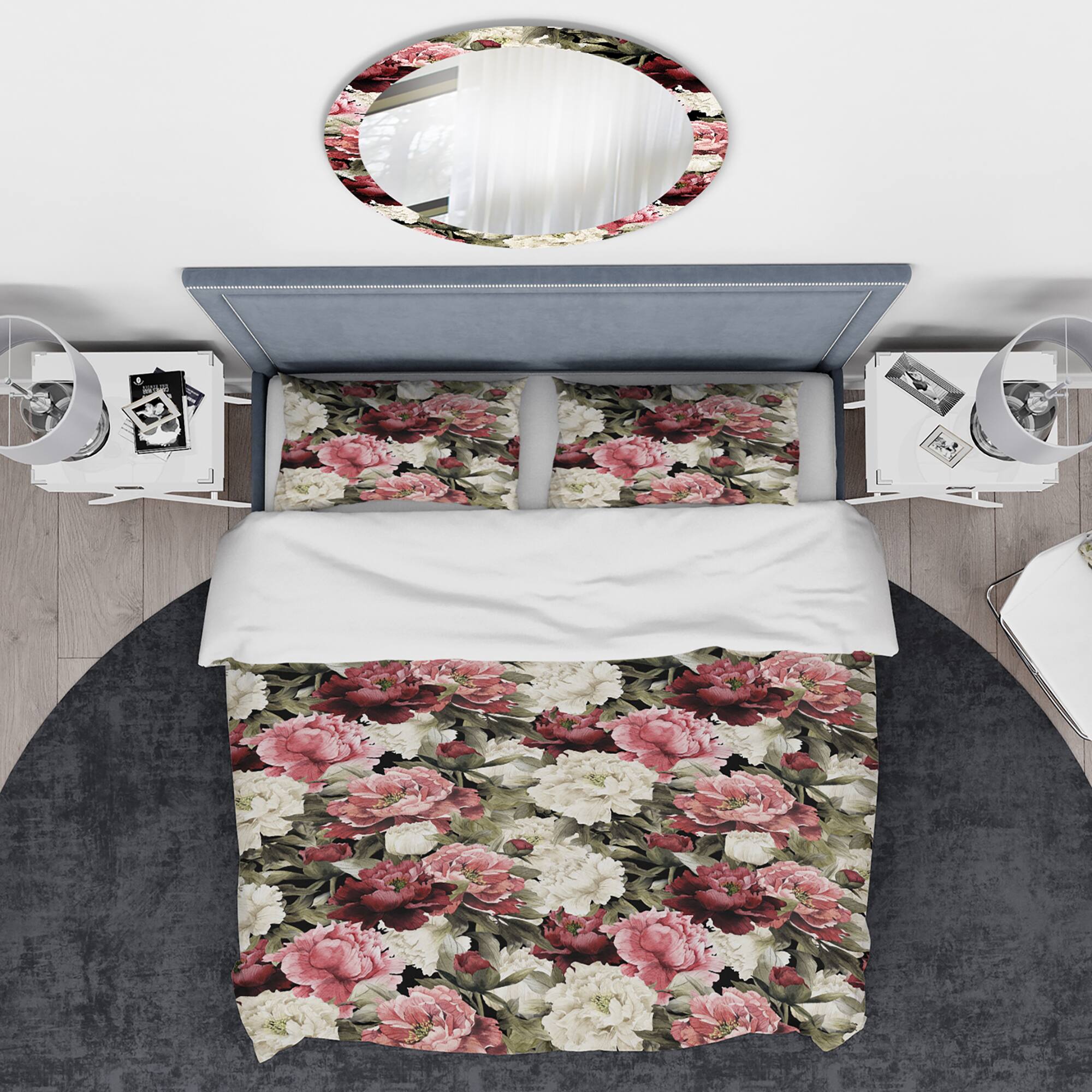 Designart 'Floral Pattern with Peonies' Bohemian & Eclectic Bedding Set