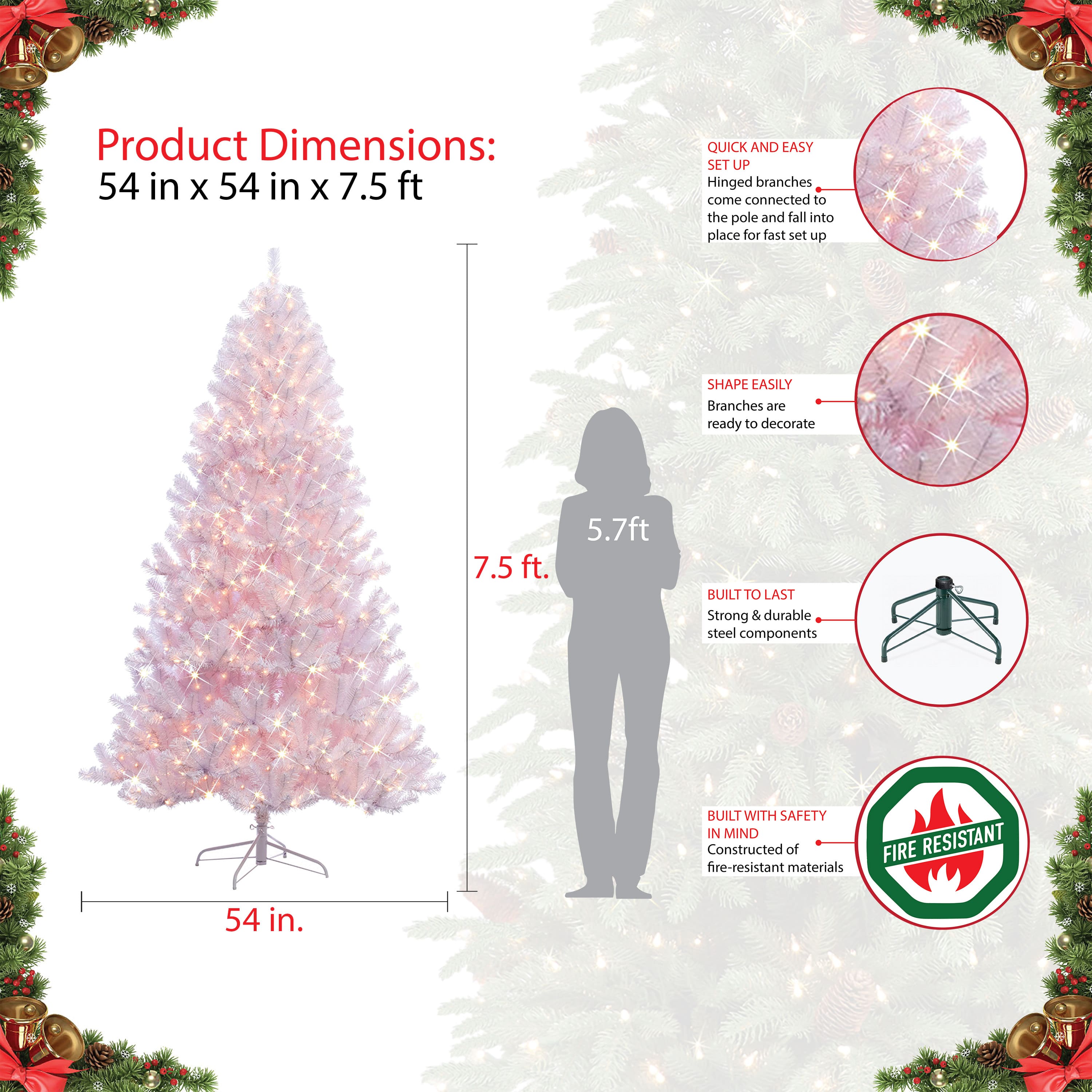 7.5ft. Pre-Lit Northern Fir Artificial Christmas Tree, Clear Lights