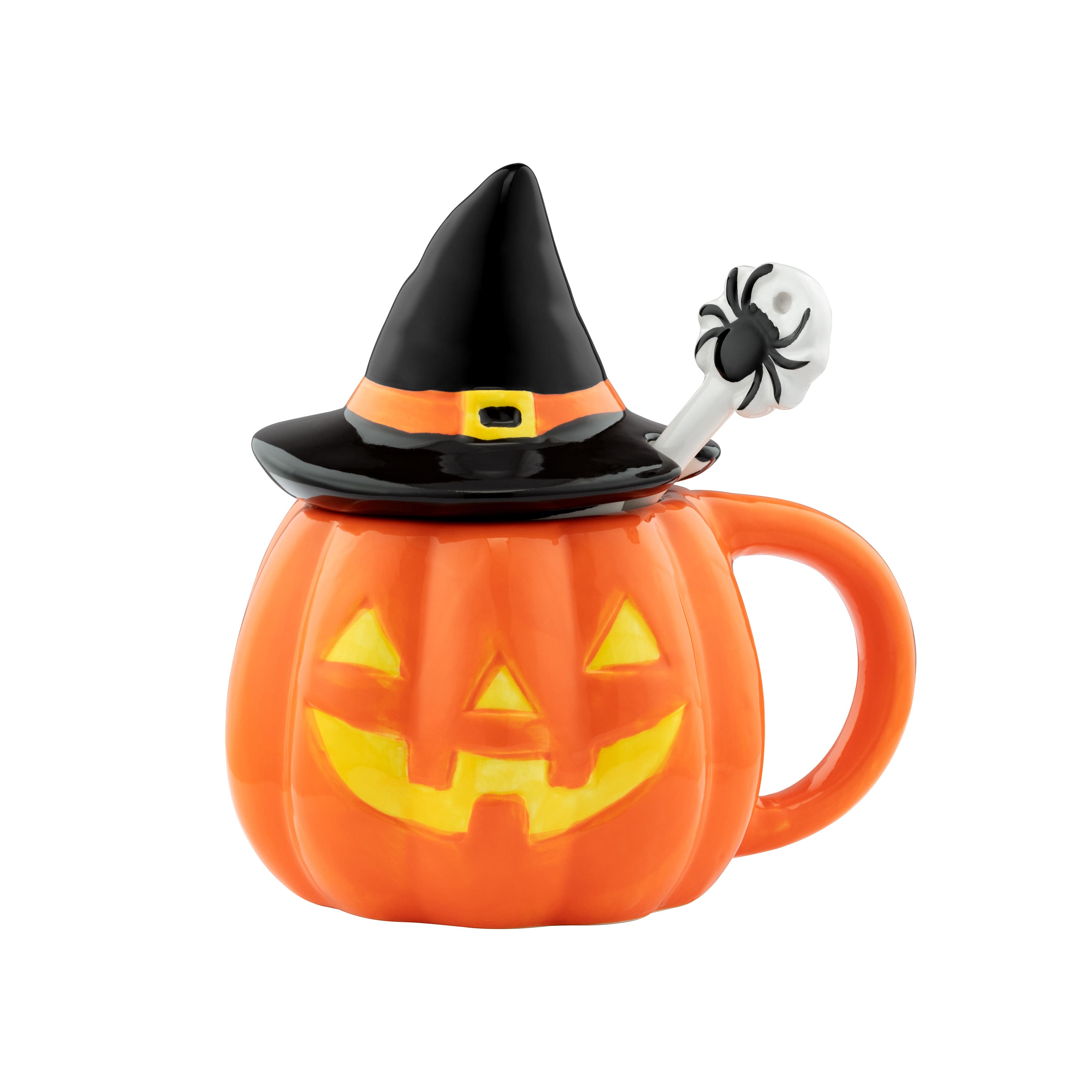 Mr. Halloween Lidded Jack-O-Lantern Mug with Spoon