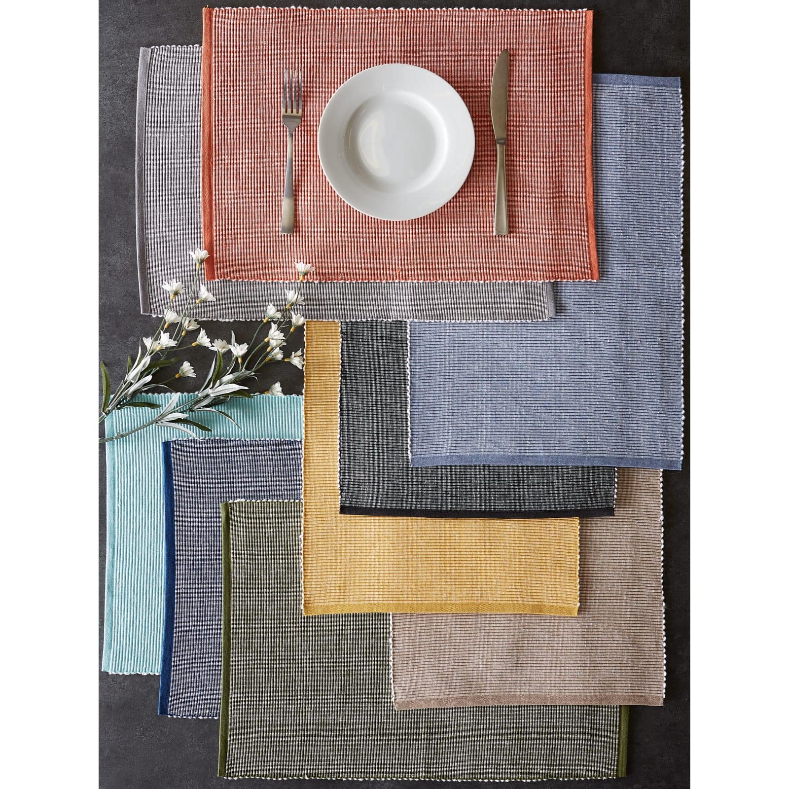 DII&#xAE; 2-Tone Ribbed Placemats, 6ct.