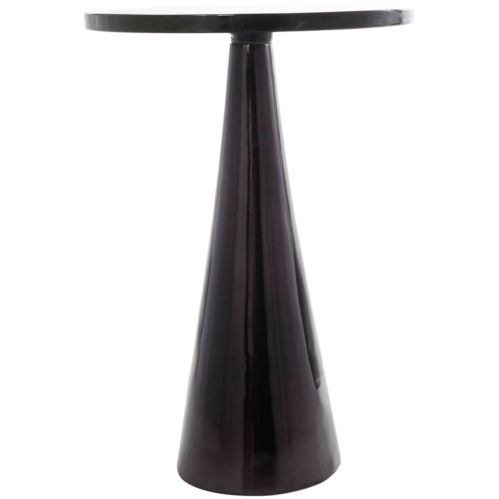 24&#x22; Black Aluminum Geometric Cone Accent Table
